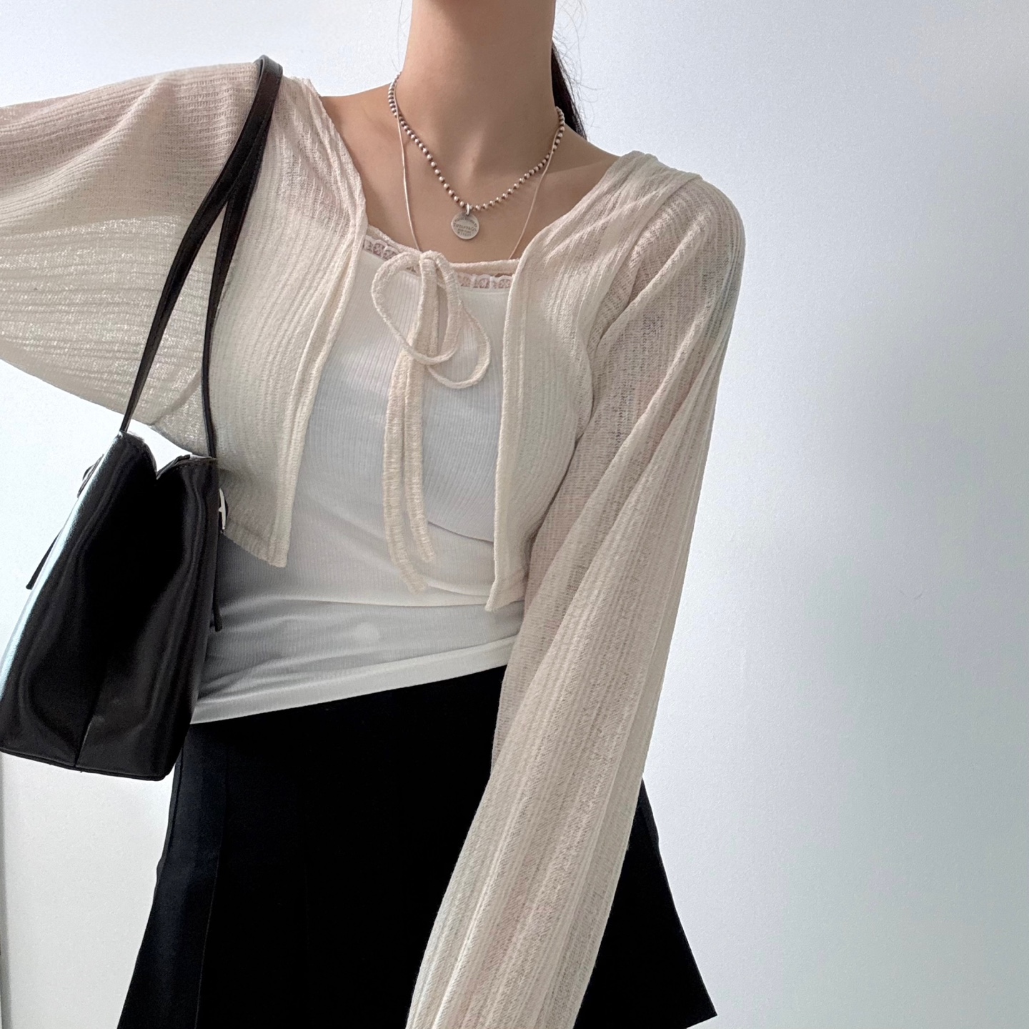 リボンクロップトボレロカーディガン | ファッション通販サイト NUGU