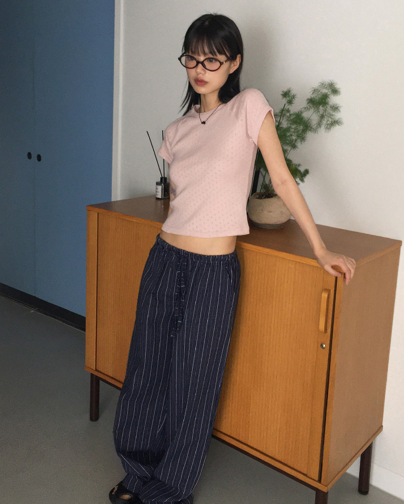 【LIFE WORK】ニット ワイドパンツ R4758 リネンストライプワイドパンツ | ファッション通販サイト NUGU