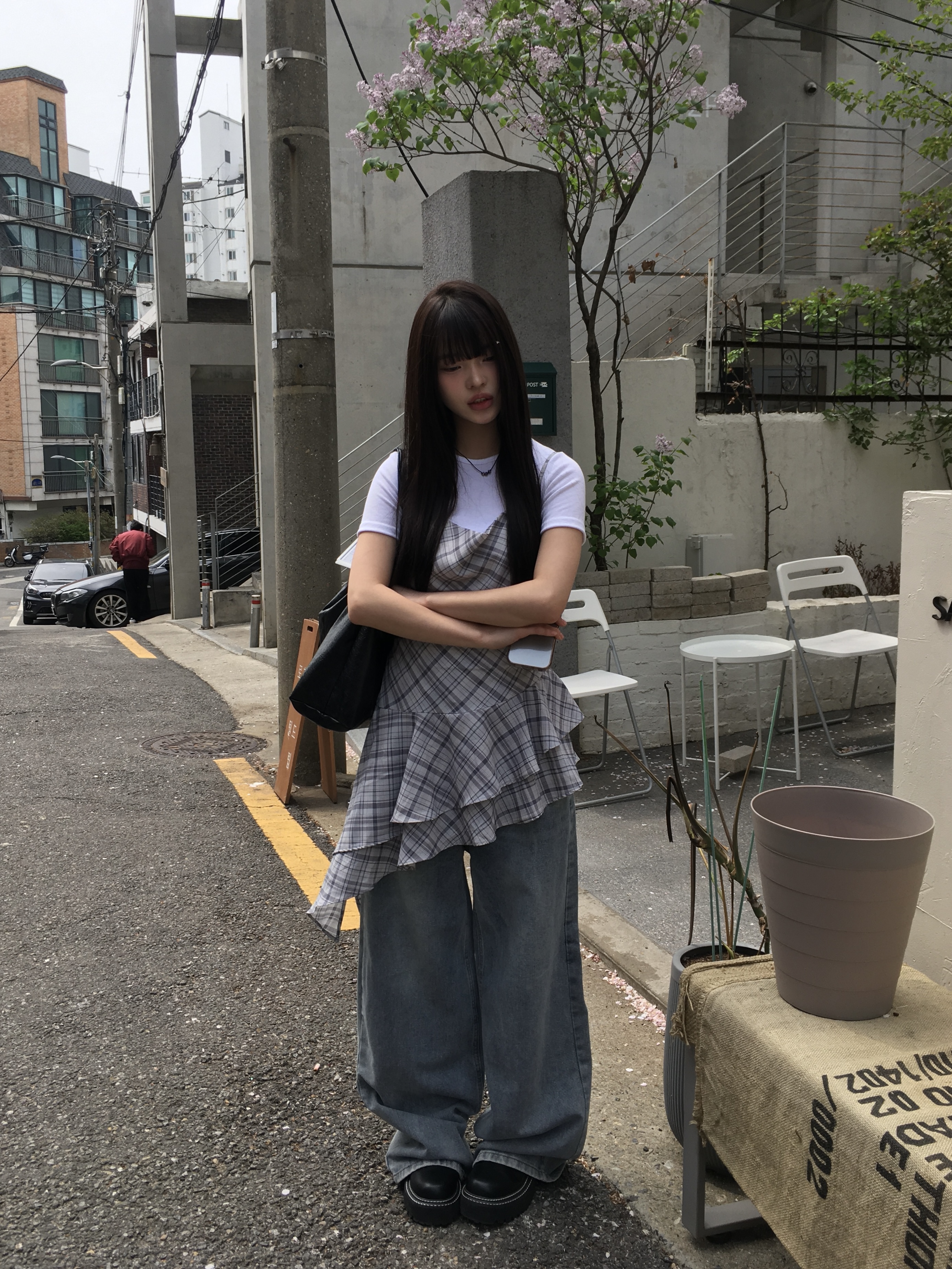 類似品注意/ハイクオリティー🖤/肩紐調節] チェック柄アン