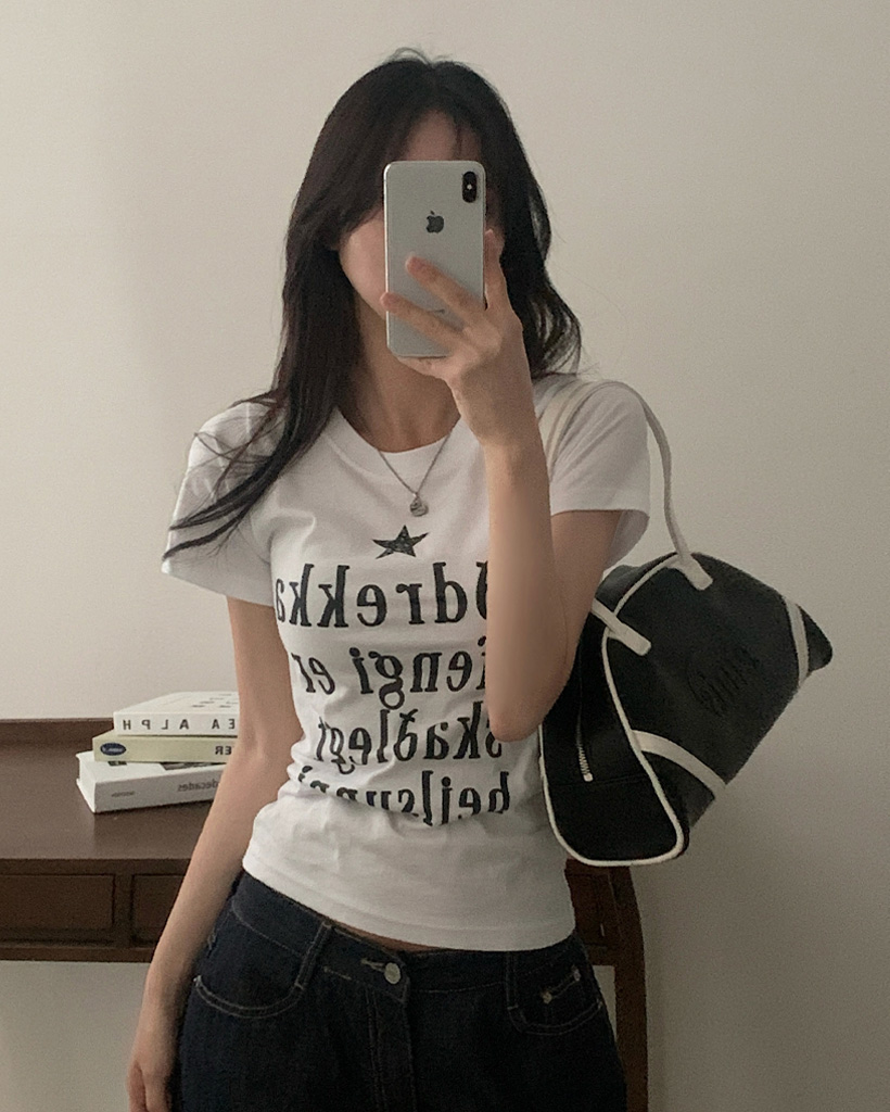 レタリング半袖Tシャツ