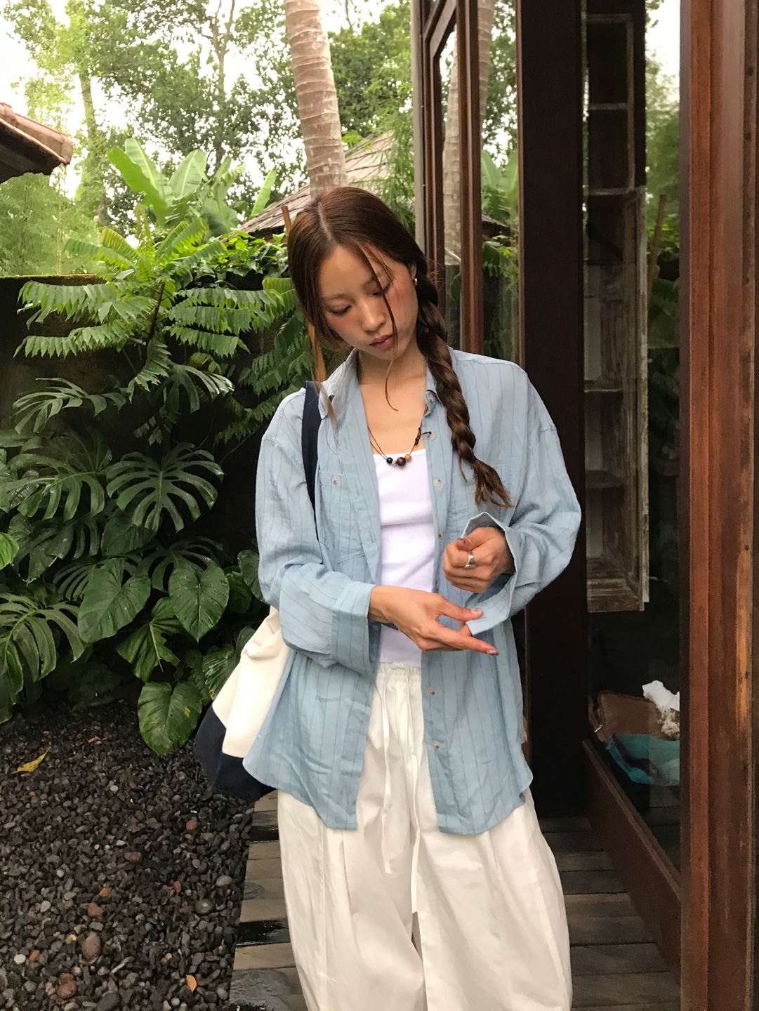 ストライプのみ STRIPE SHIRT DETAIL MINI SKIRT