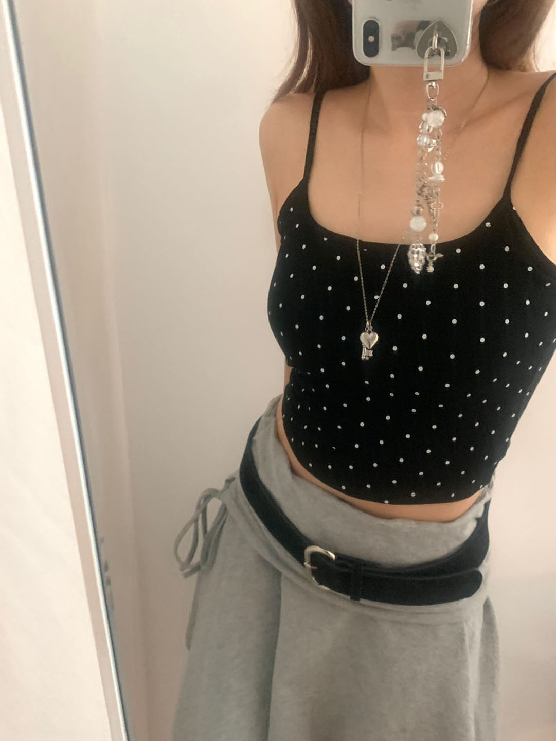 [カップ] ドット スリム キャミソール
