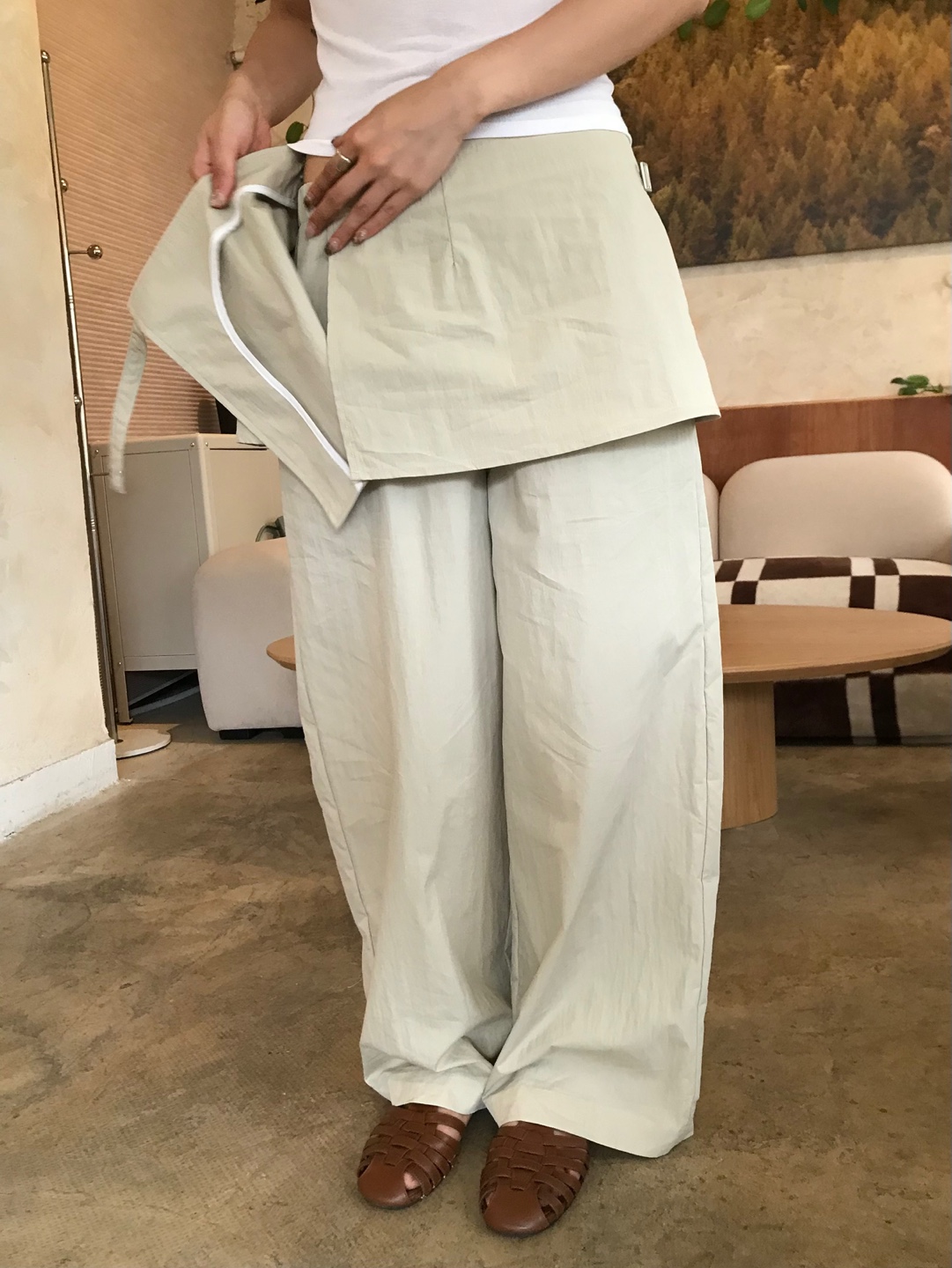 パンツ Belted Curved Pants belted curved pants | OHOTORO