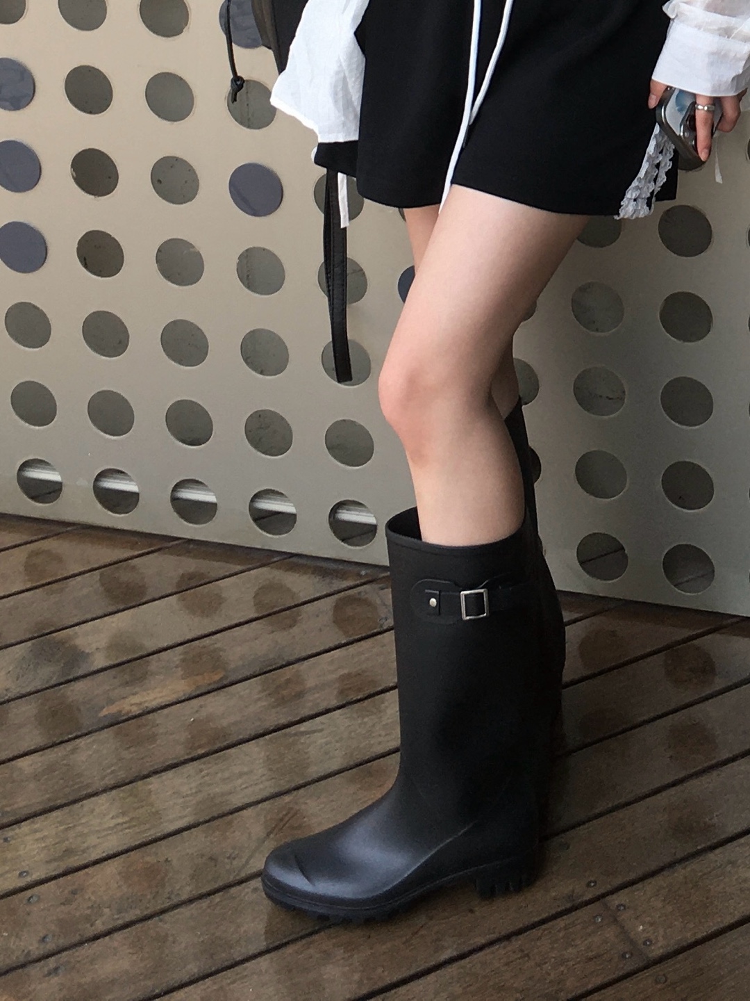 サイドバックルポイントロングレインブーツ | ファッション通販