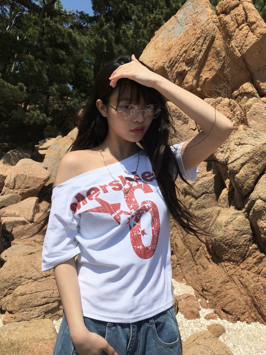 Noah 【美品】TheoryLuxeCottonLeat半袖シャツ水色 ワンオフショルダーレタリング半袖Tシャツ | ファッション通販
