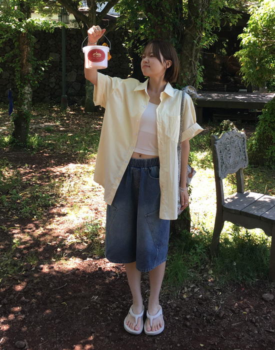 UNISEX)サイドポケットデニムハーフパンツ | ファッション通販