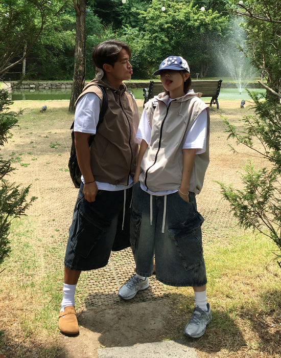 UNISEX)フード付きマウンテンベスト | ファッション通販サイト NUGU