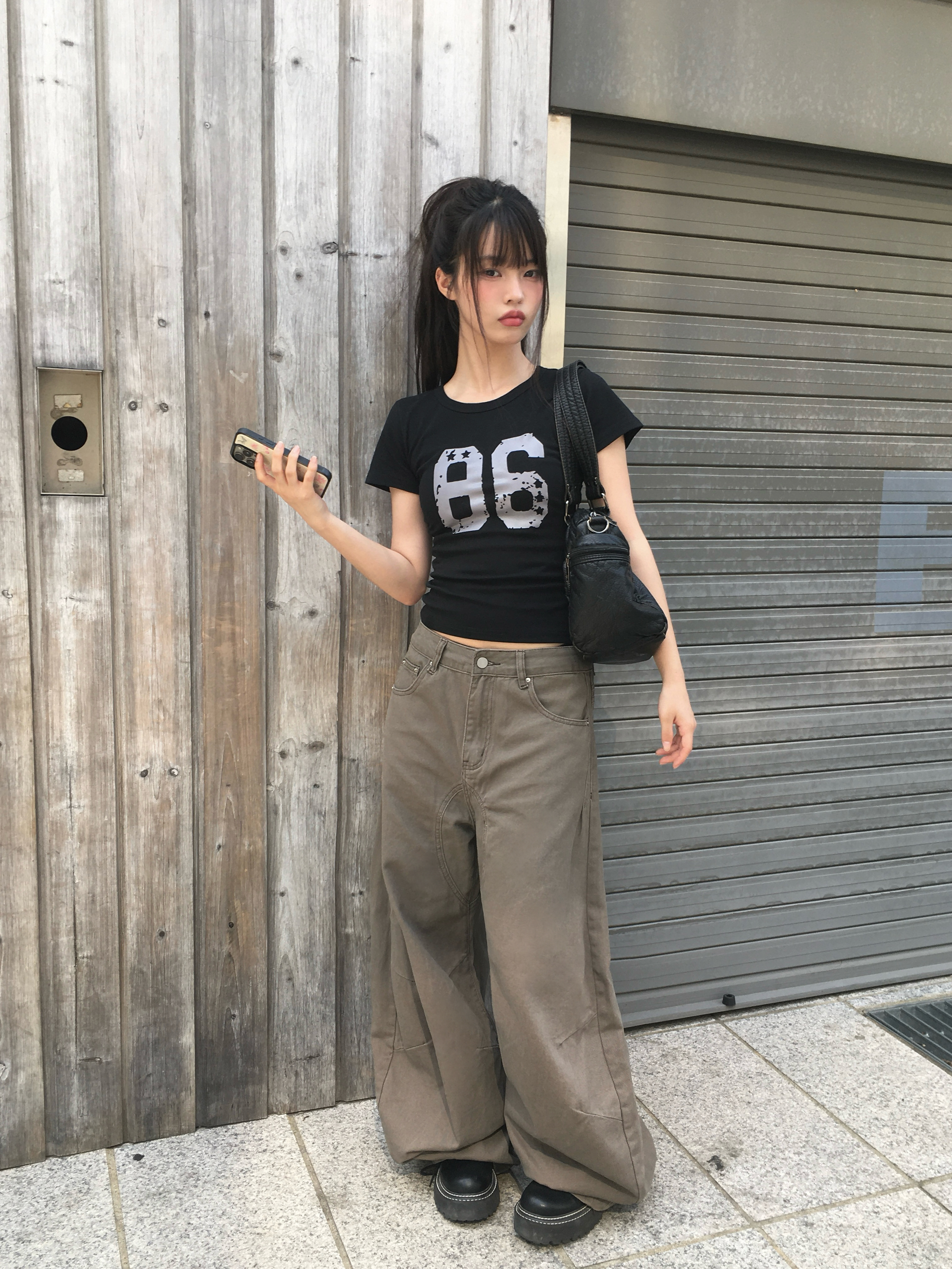 コットン切替ラインロングワイドパンツ | ファッション通販サイト NUGU