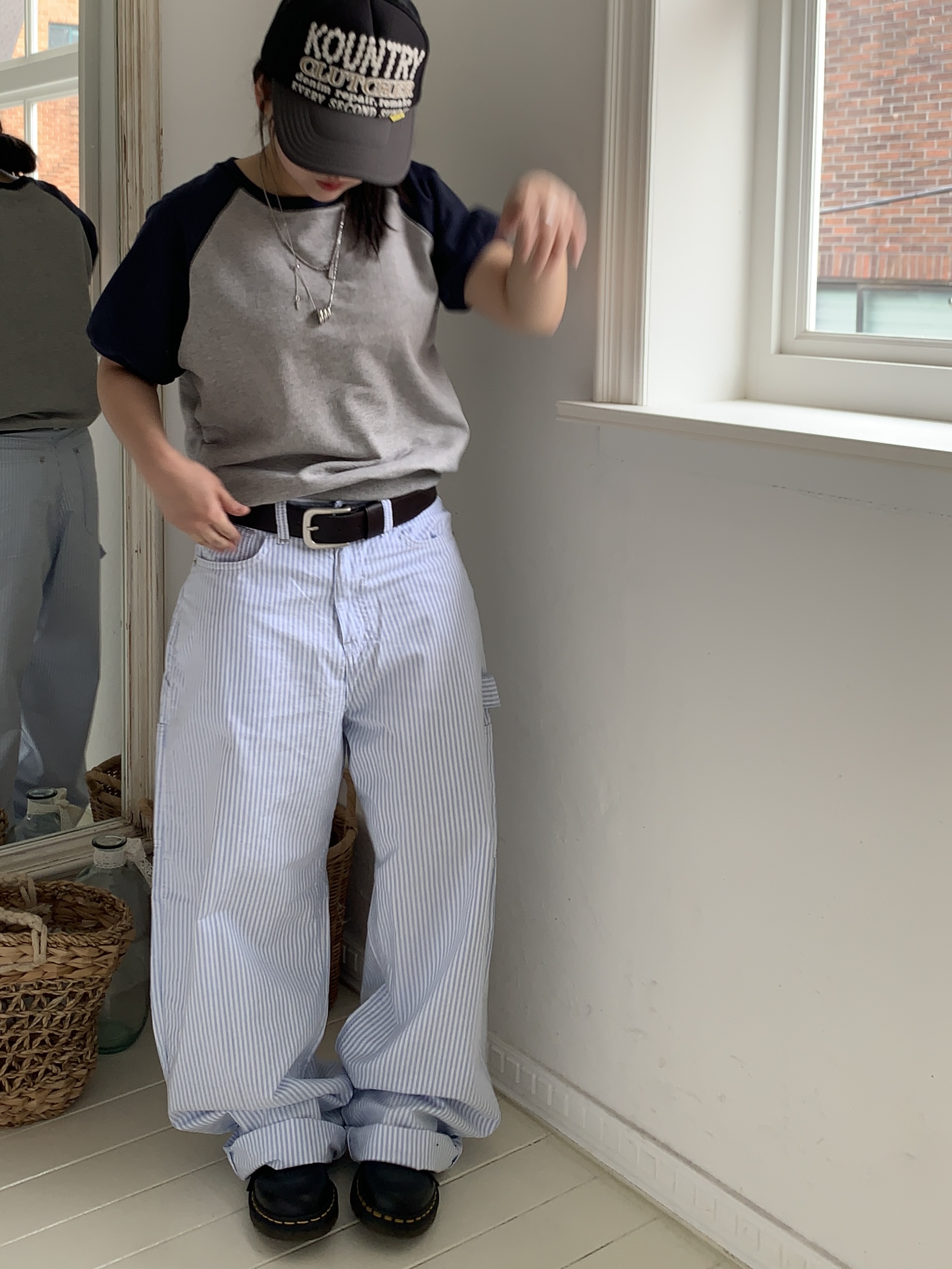 RRL】ストライプ ヘリンボーン ツイル カーペンター パンツ