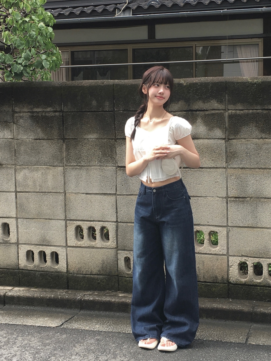 バックフラップポケットセミワイドヴィンテージデニムパンツ