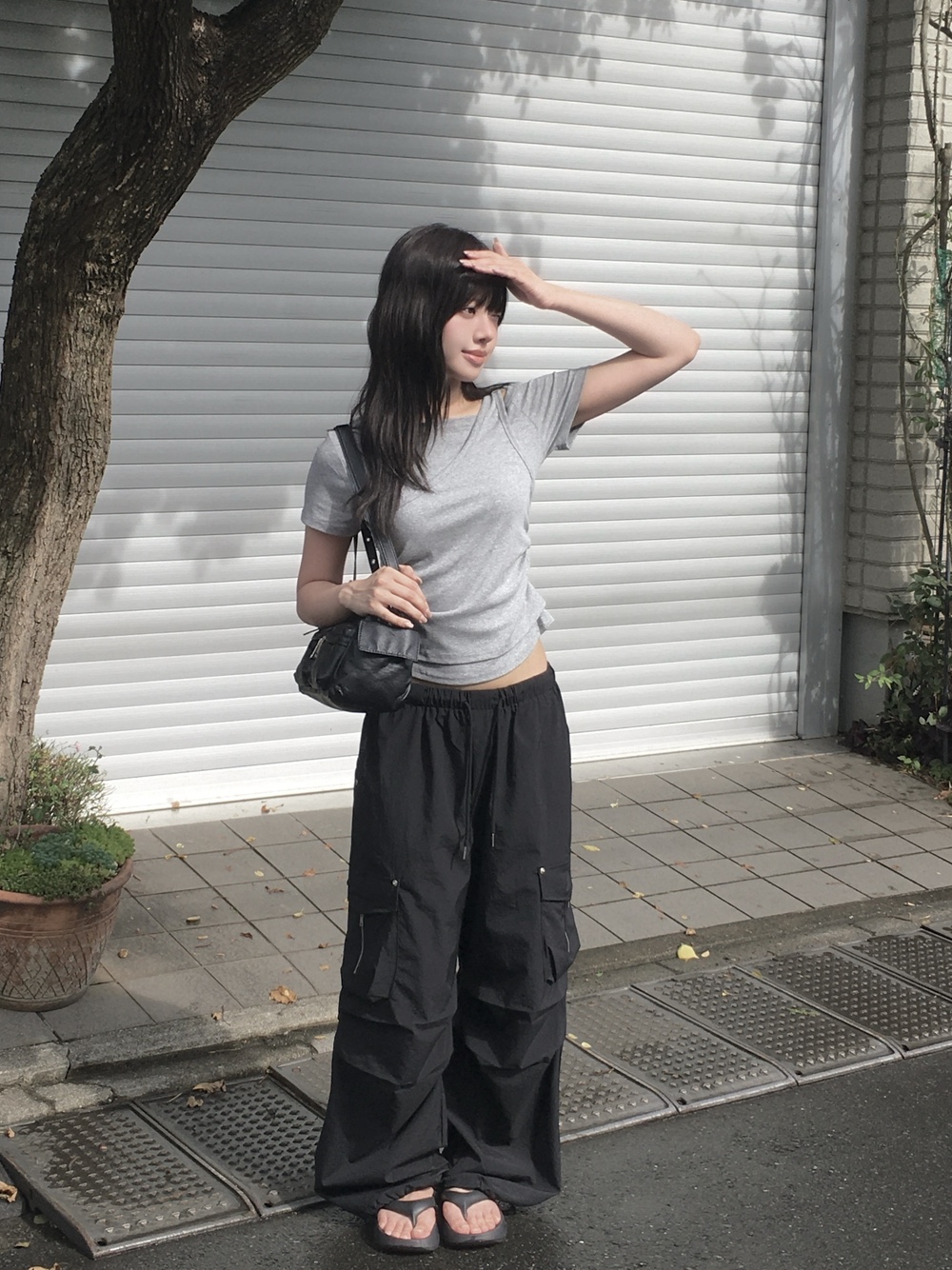 新品タグ付き GroundY黒 サルエルパンツ プリーツ入り ゴムウエスト L Yohji Yamamoto ヨウジヤマモト GroundY × 7ORDER GR-P24-020