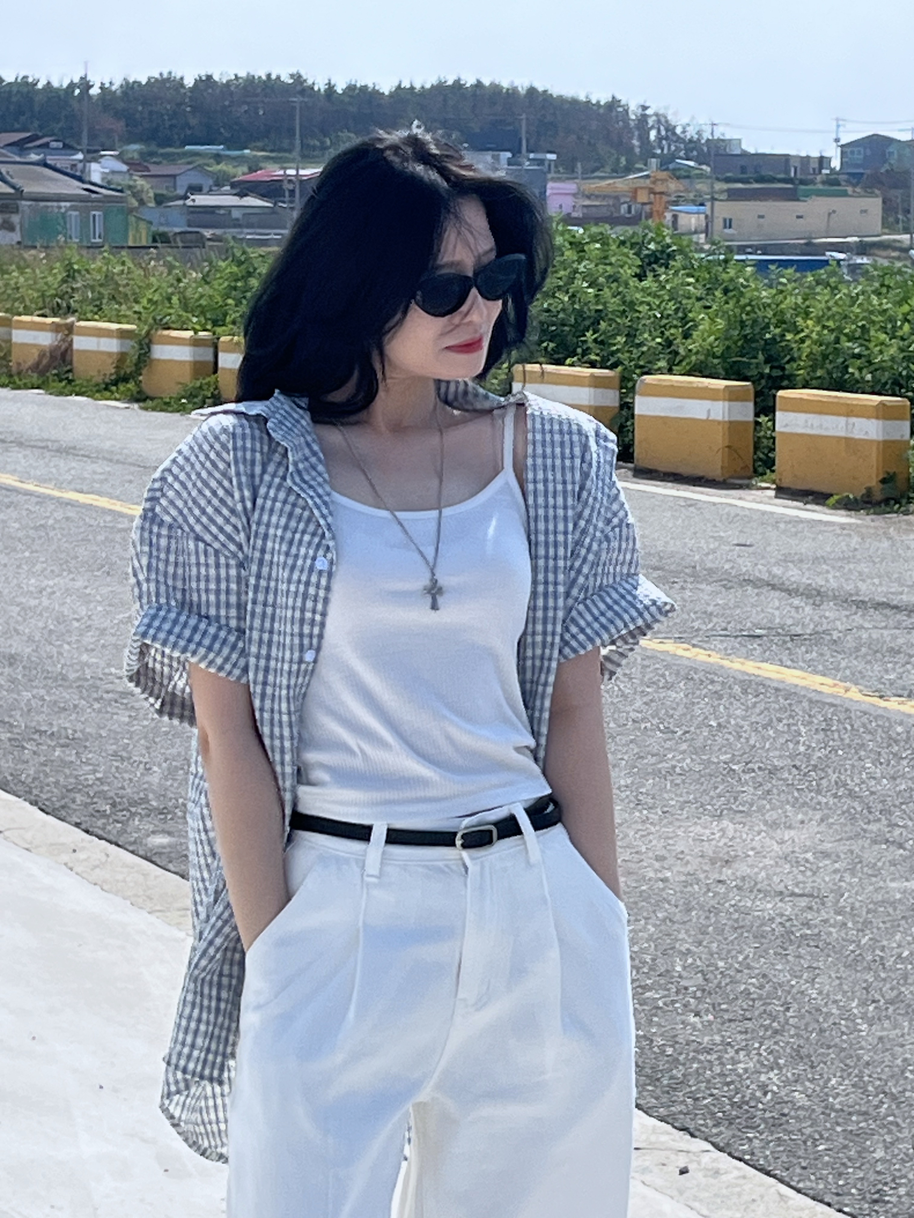 unisex]シアサッカー半袖チェックシャツ | ファッション通販