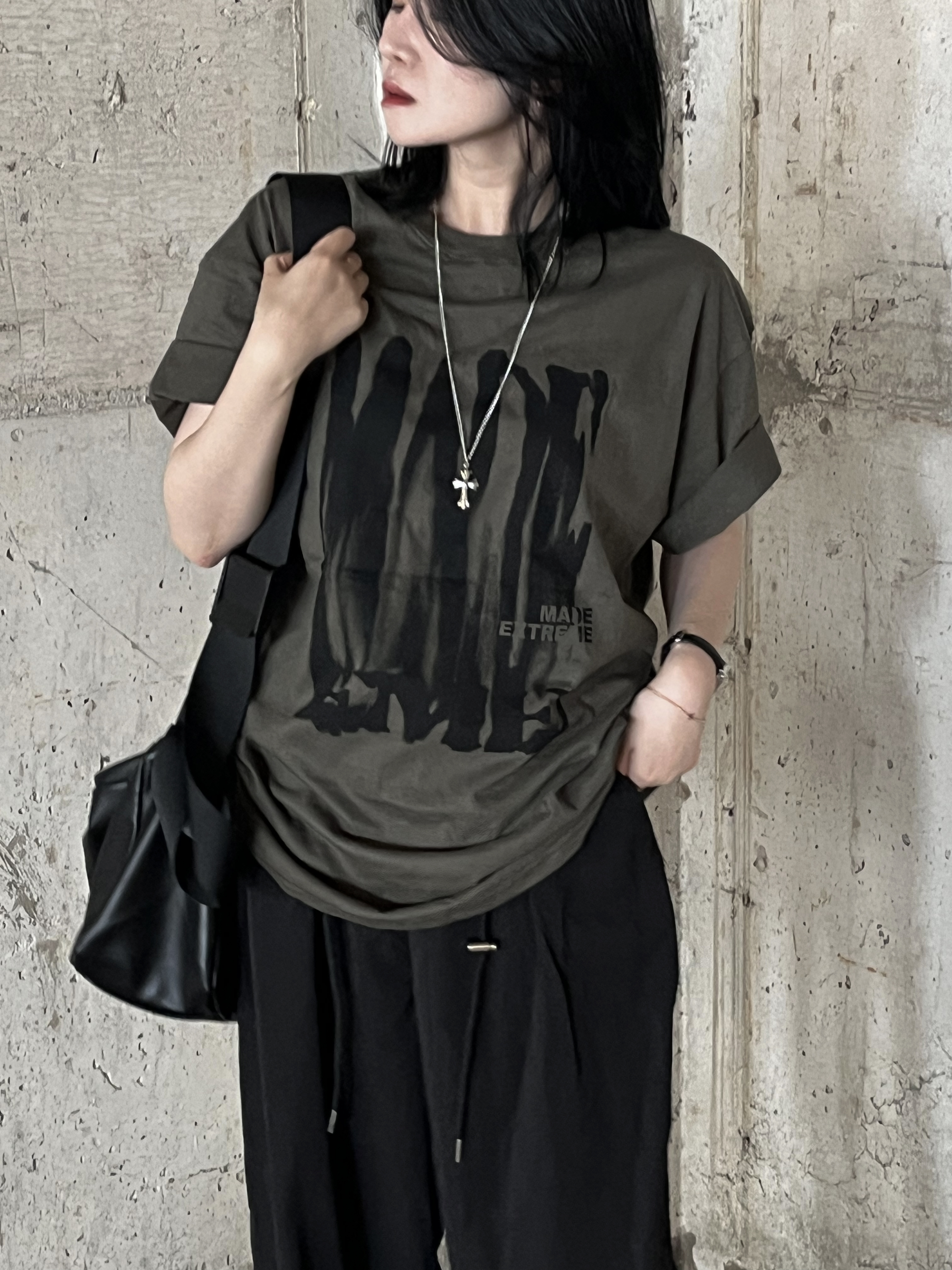 [unisex]レタリングヴィンテージオーバーサイズ半袖Tシャツ