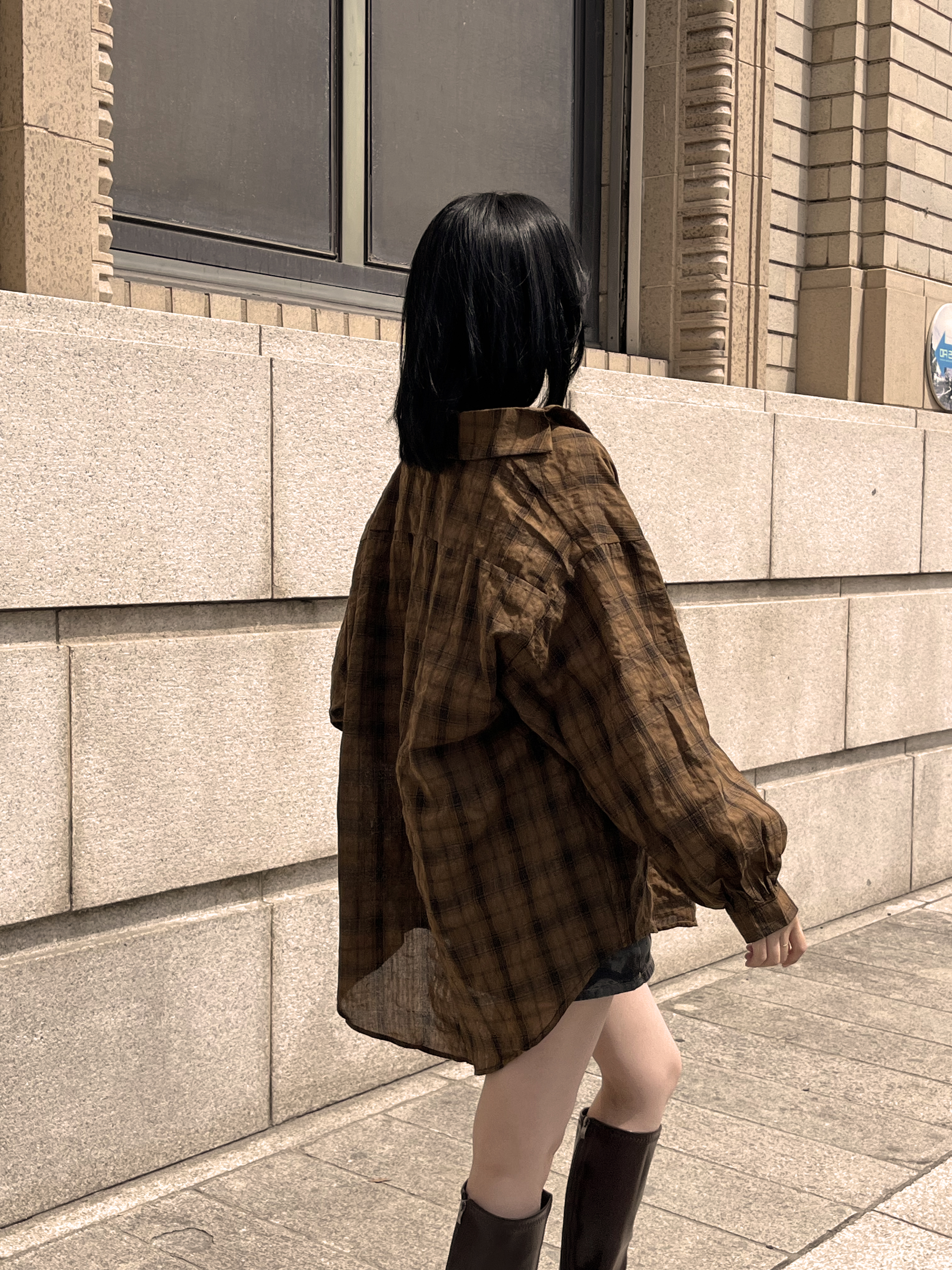 ヤマシ　※要確認 woman]ルーズフィットチェックシャツ | ファッション通販サイト NUGU