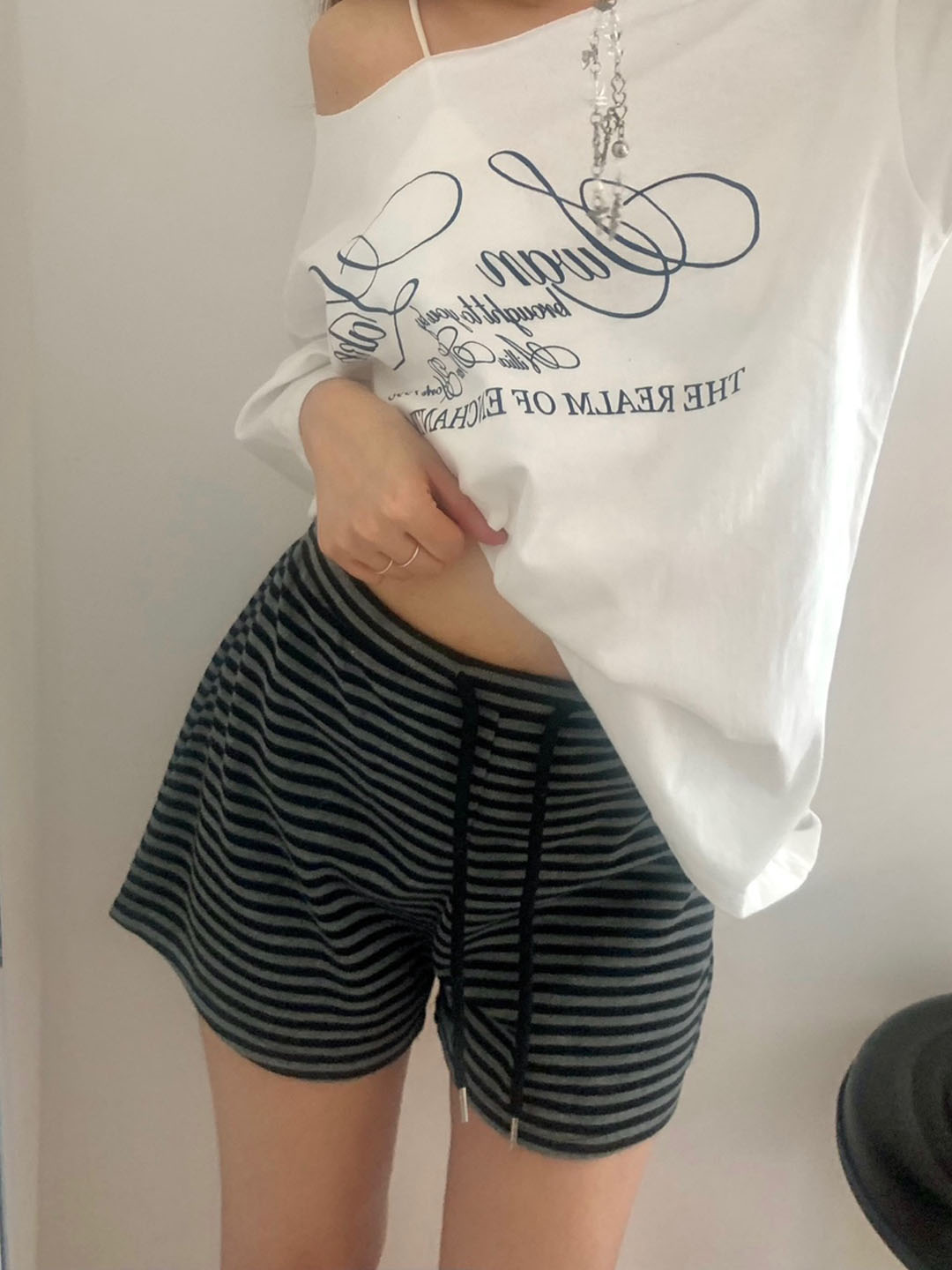 ストライプゴムショートパンツ