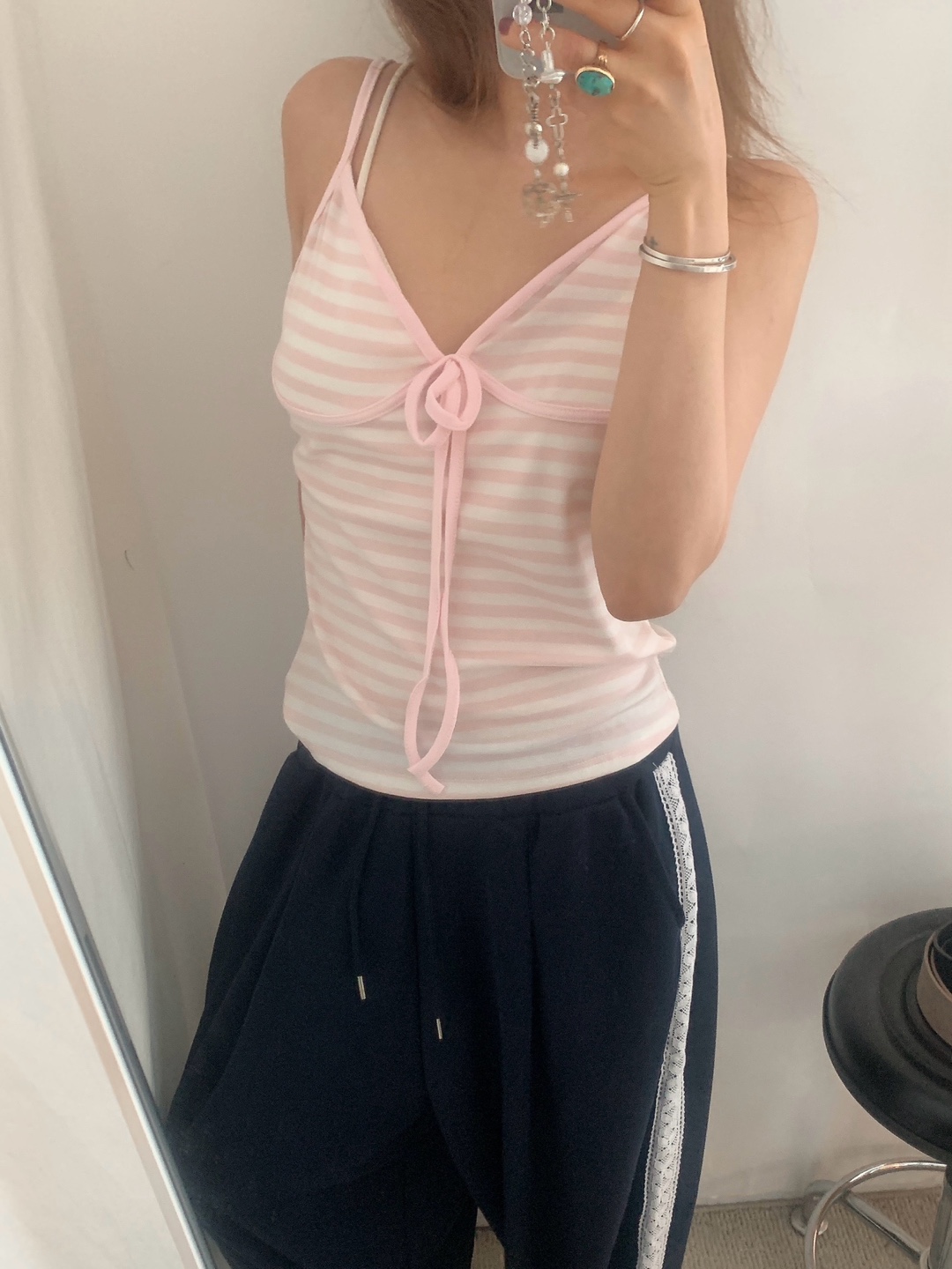 ピンクストライプリボンキャミソール | ファッション通販サイト NUGU