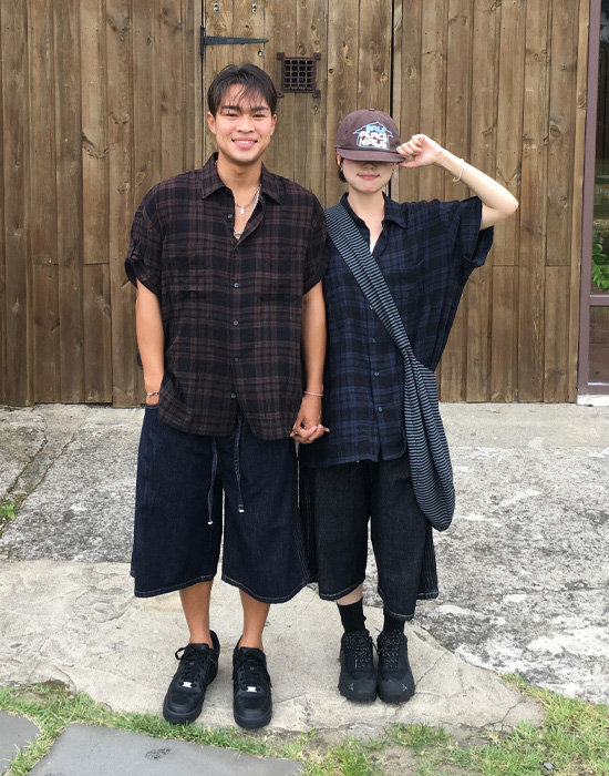 (UNISEX)ノンフェードハーフデニムパンツ