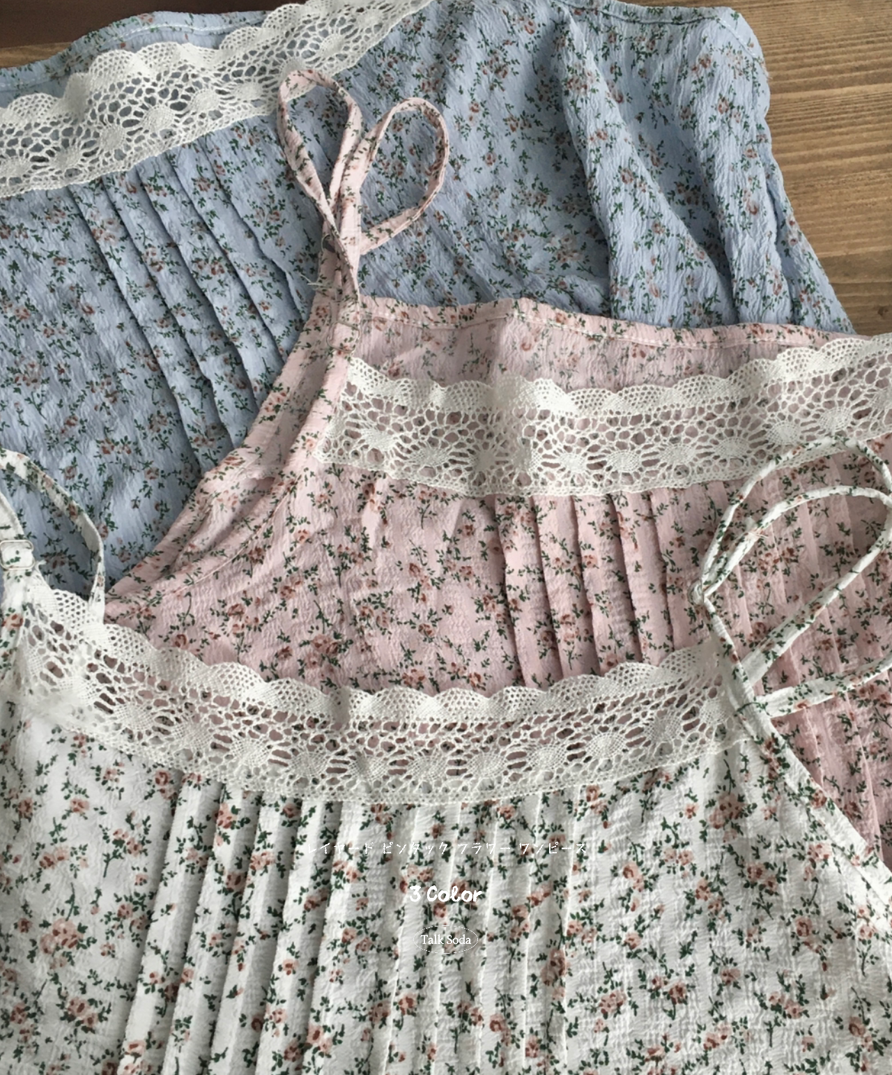 古着 アンティーク ビンテージ 70s 赤 花柄 レース キャミ ワンピース 04.JPG