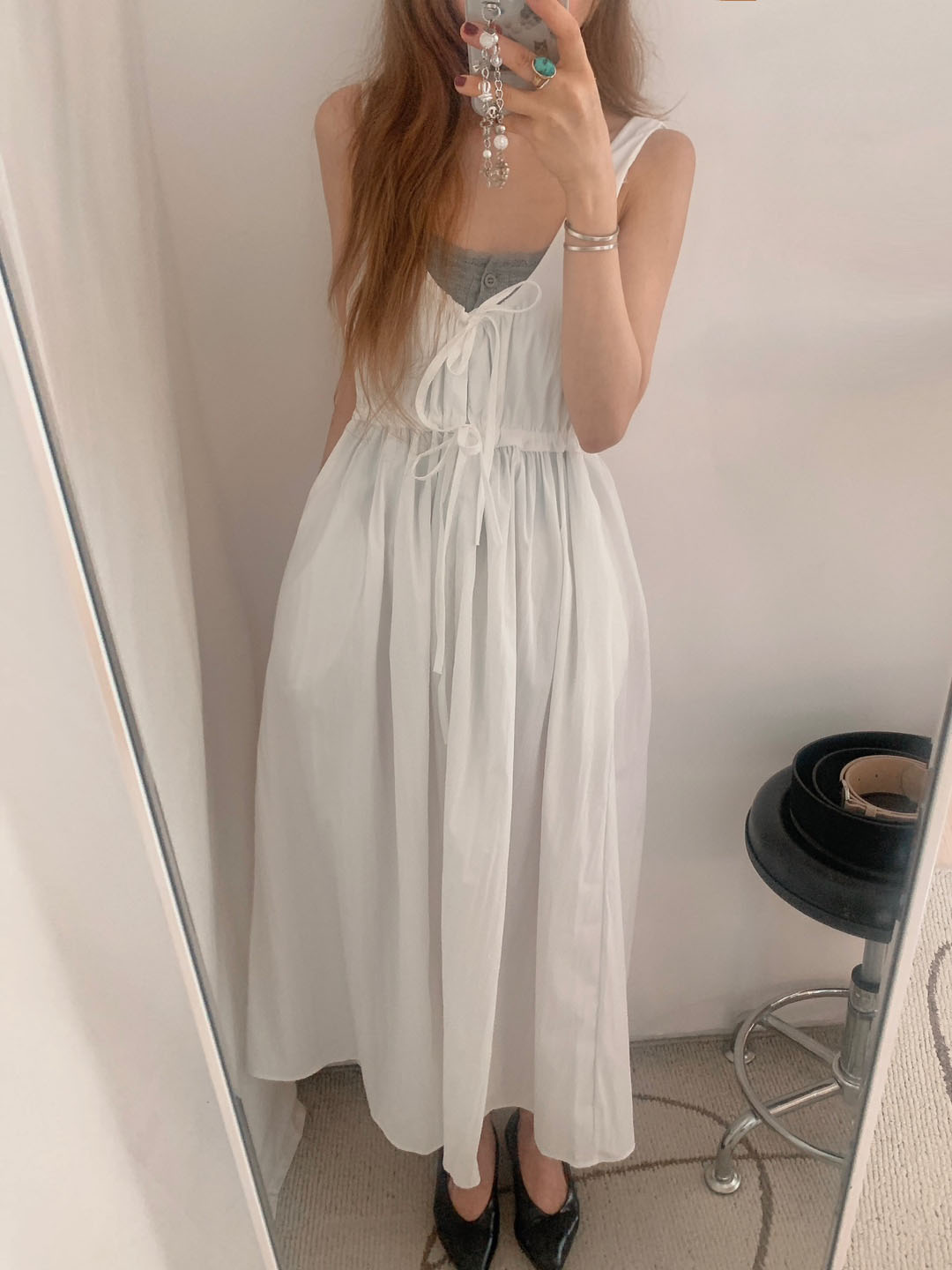 ホルターネックロング夏ノースリーブワンピース(3color