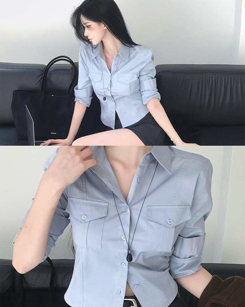 original]リンク、ピンタックポケットシャツ | ファッション通販サイト