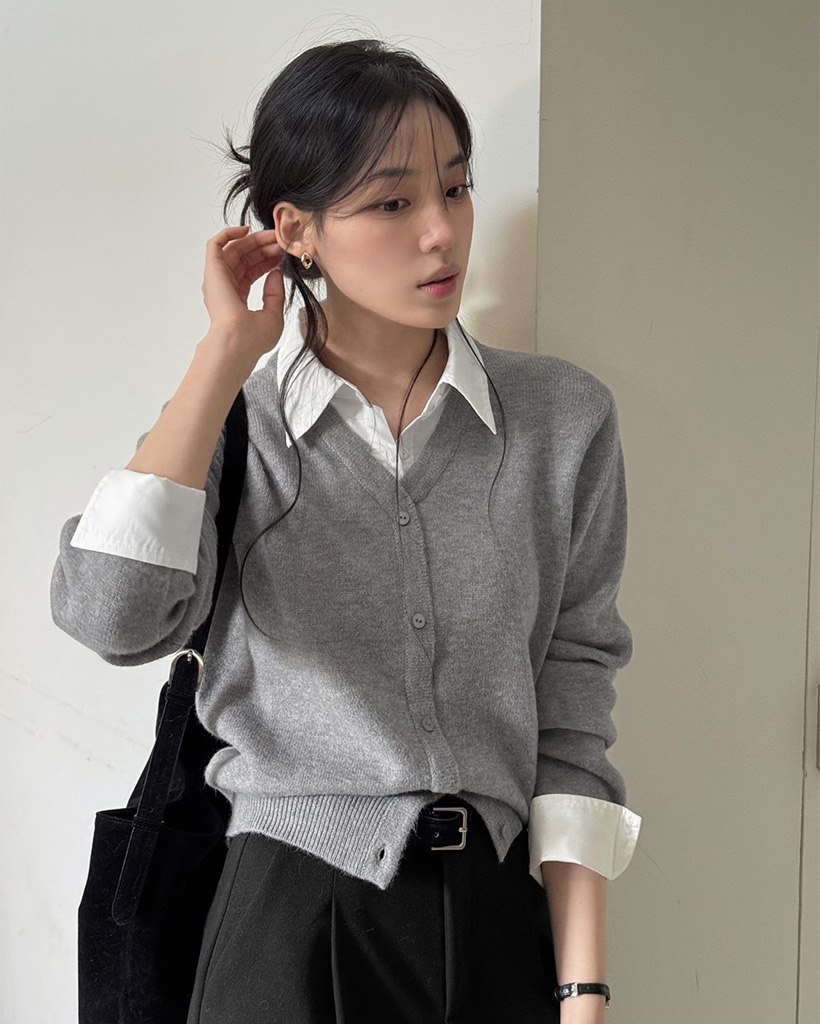 レイヤードニットカーディガン