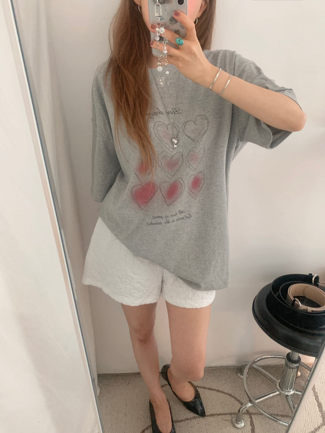 ハートオーバーサイズ半袖Tシャツ | ファッション通販サイト NUGU