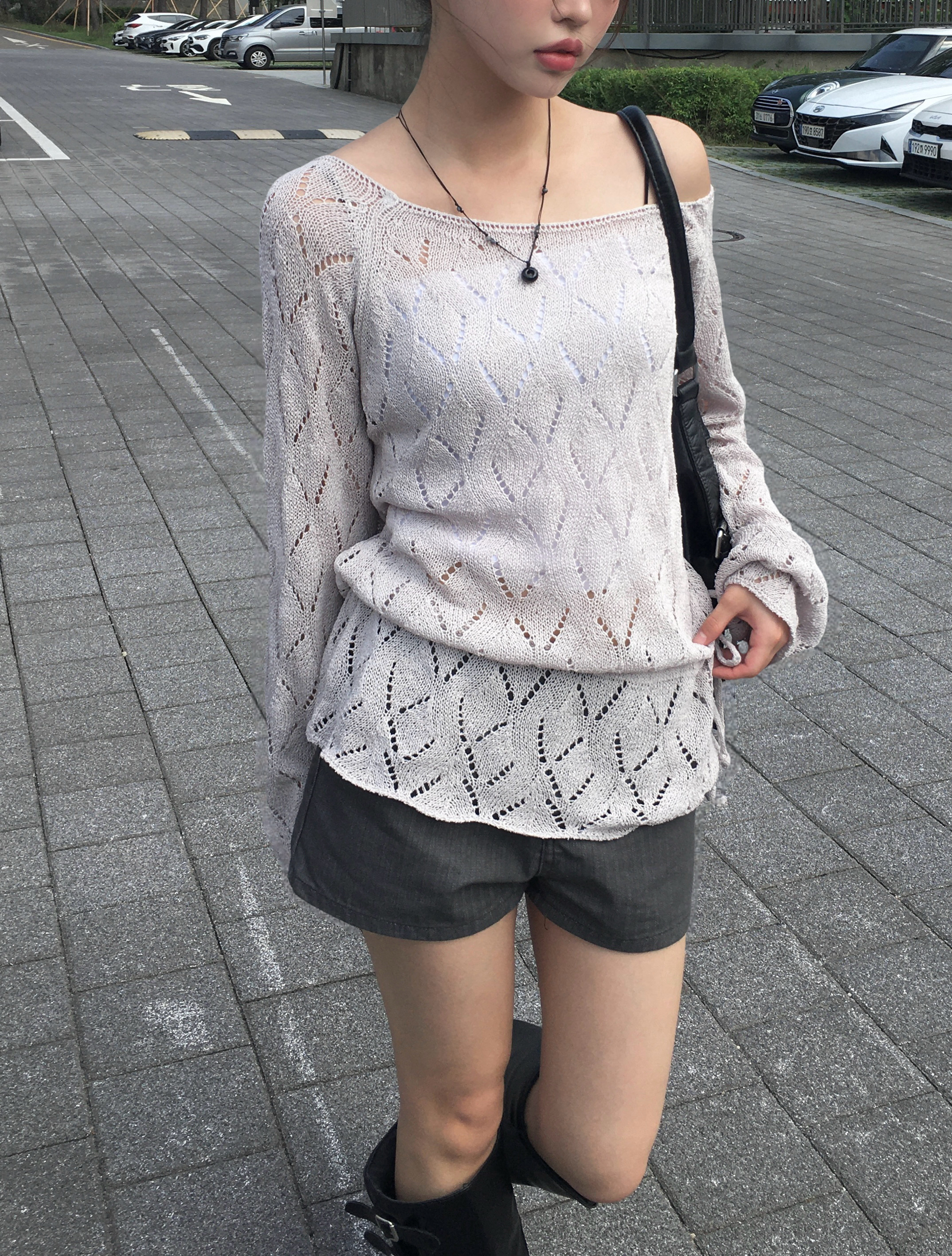 スタッズポイントノンフェイドショートデニムパンツ
