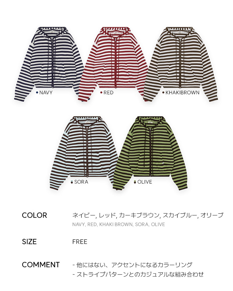 original] スペル フーディーボーダーニットジップアップ