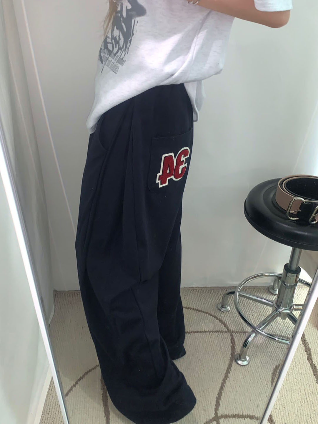 34パッチワイドスウェットパンツ