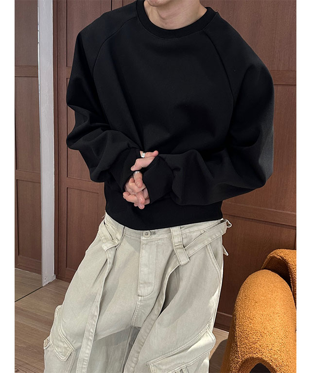 [4SEASON] Crop raglan sweat shirts(2color)