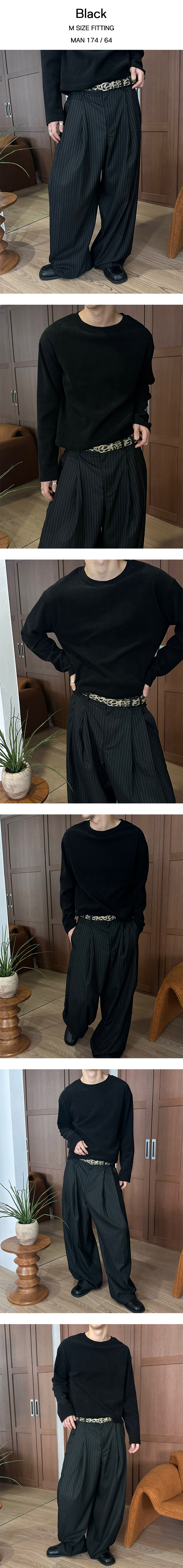 F/W] Steady stripe two tuck wide pants(2color) | ファッション通販