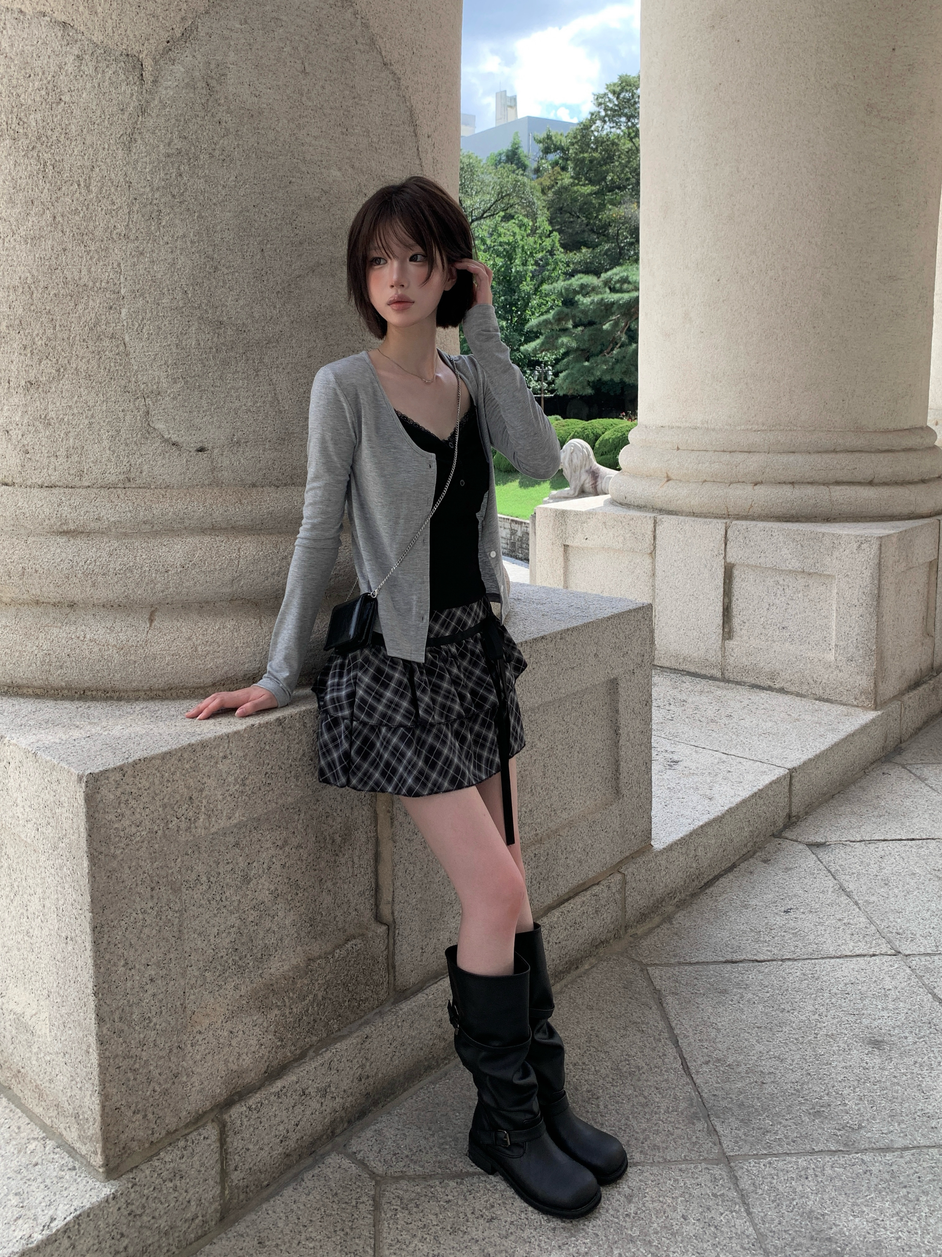 OBLI オブリ シャツドッキングフリルミニスカート LILY BROWN｜【限定カラー】シャツドッキングフリルミニ