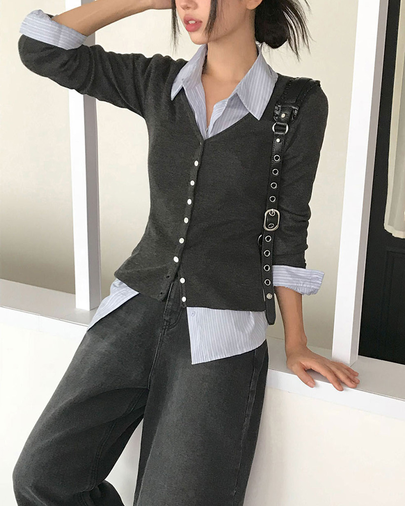 original] レシピ ロングスリーブニットカーディガン