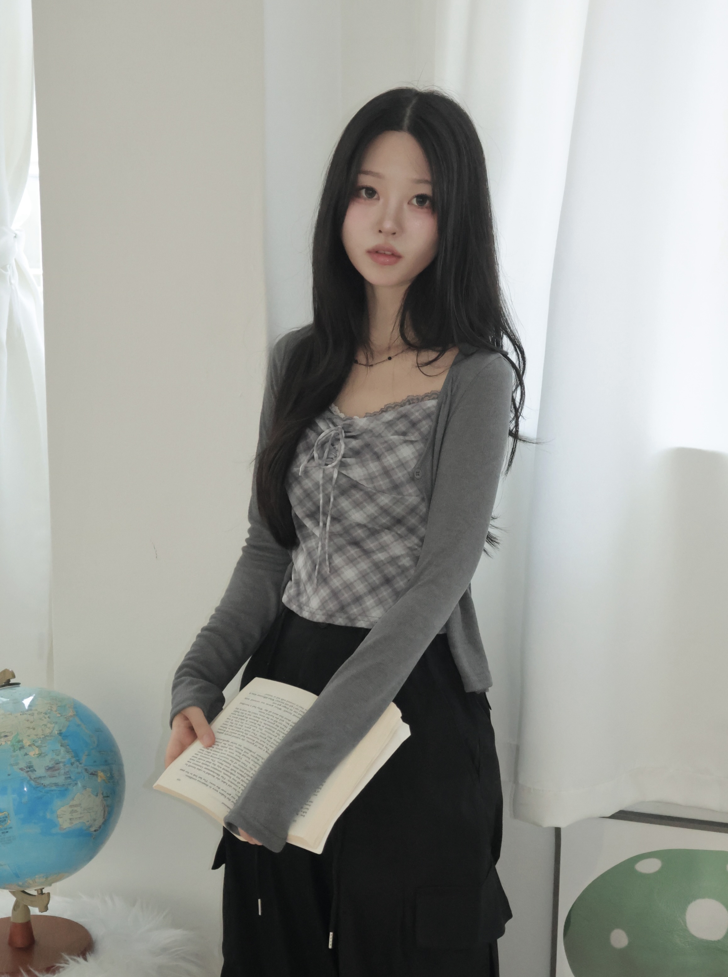 SET]チェックキャミソールカーディガンセット | ファッション通販