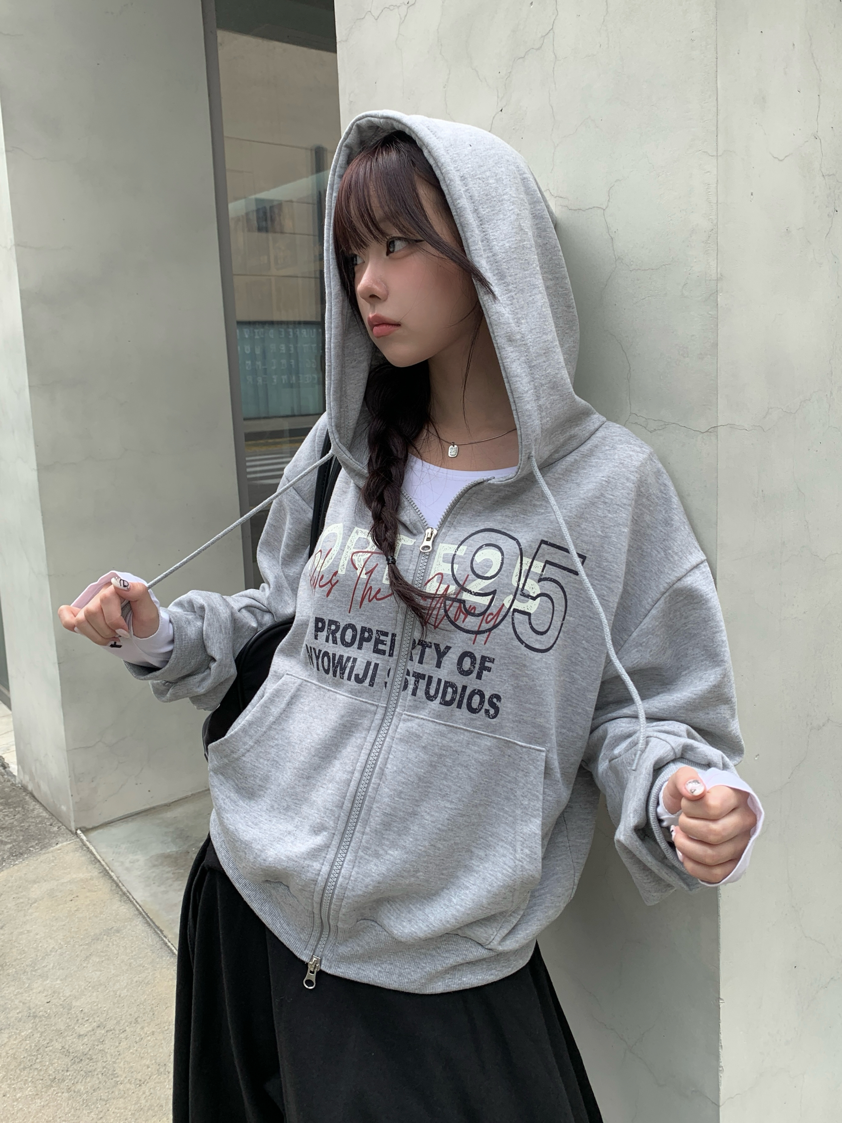 95レタリングドロップショルダールーズパーカー | ファッション通販