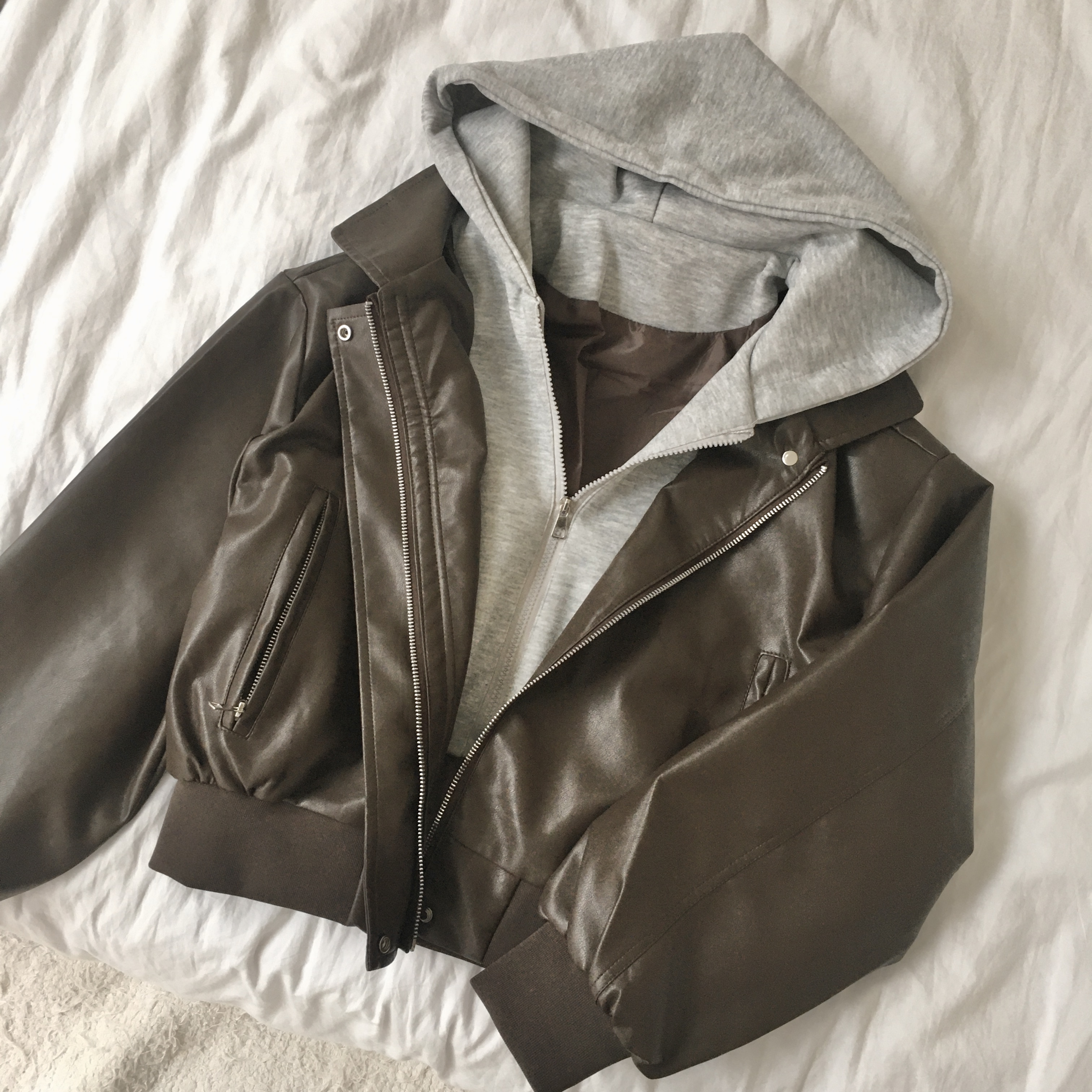 フード付きレザージャケット | ファッション通販サイト NUGU