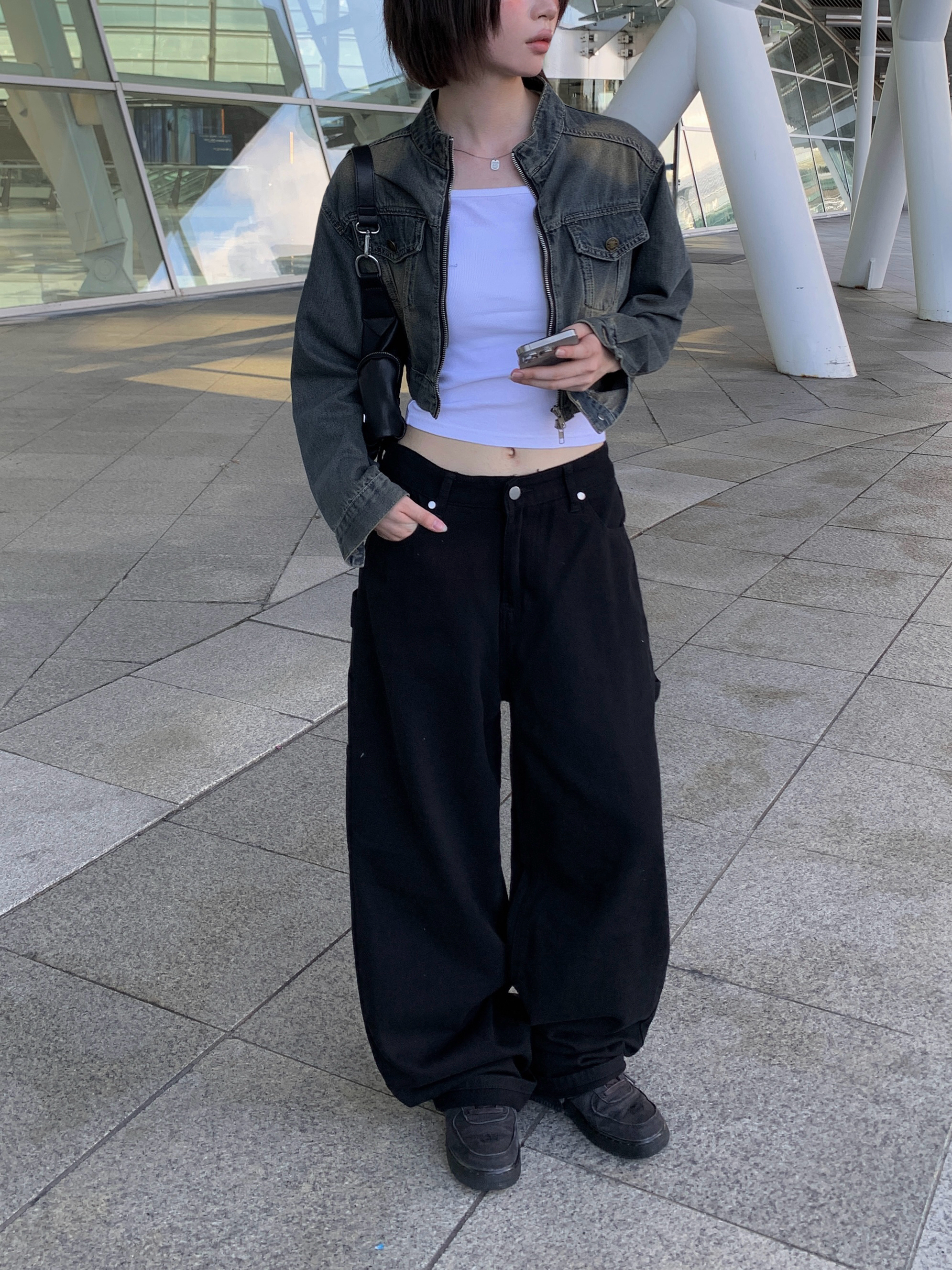 カーペンターコットンカーゴワイドロングパンツ