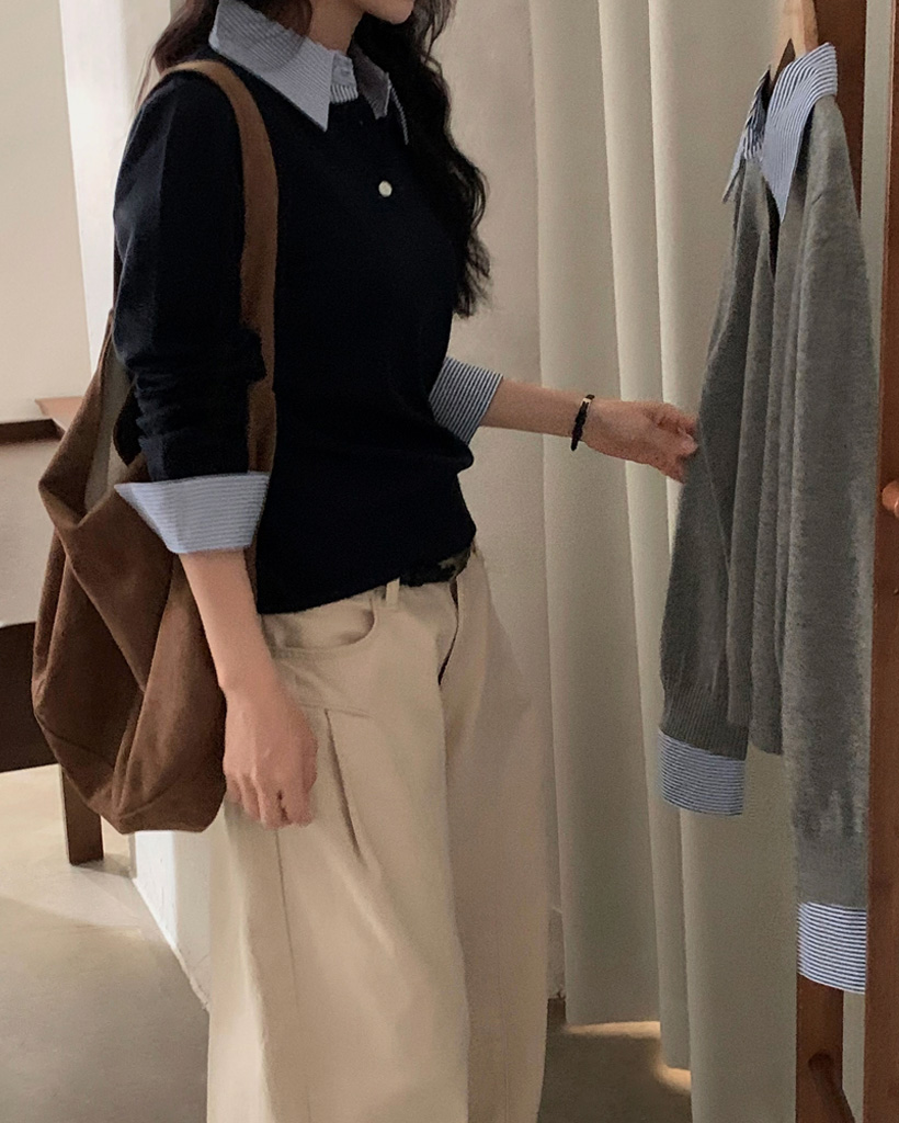 3color)シャツドッキングニット | ファッション通販サイト NUGU