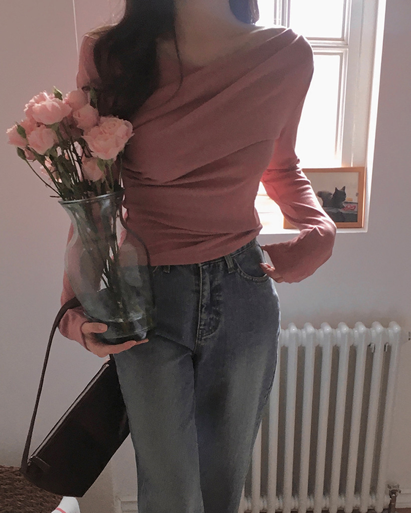 (5color) 2WAYドレープシャーリングTシャツ