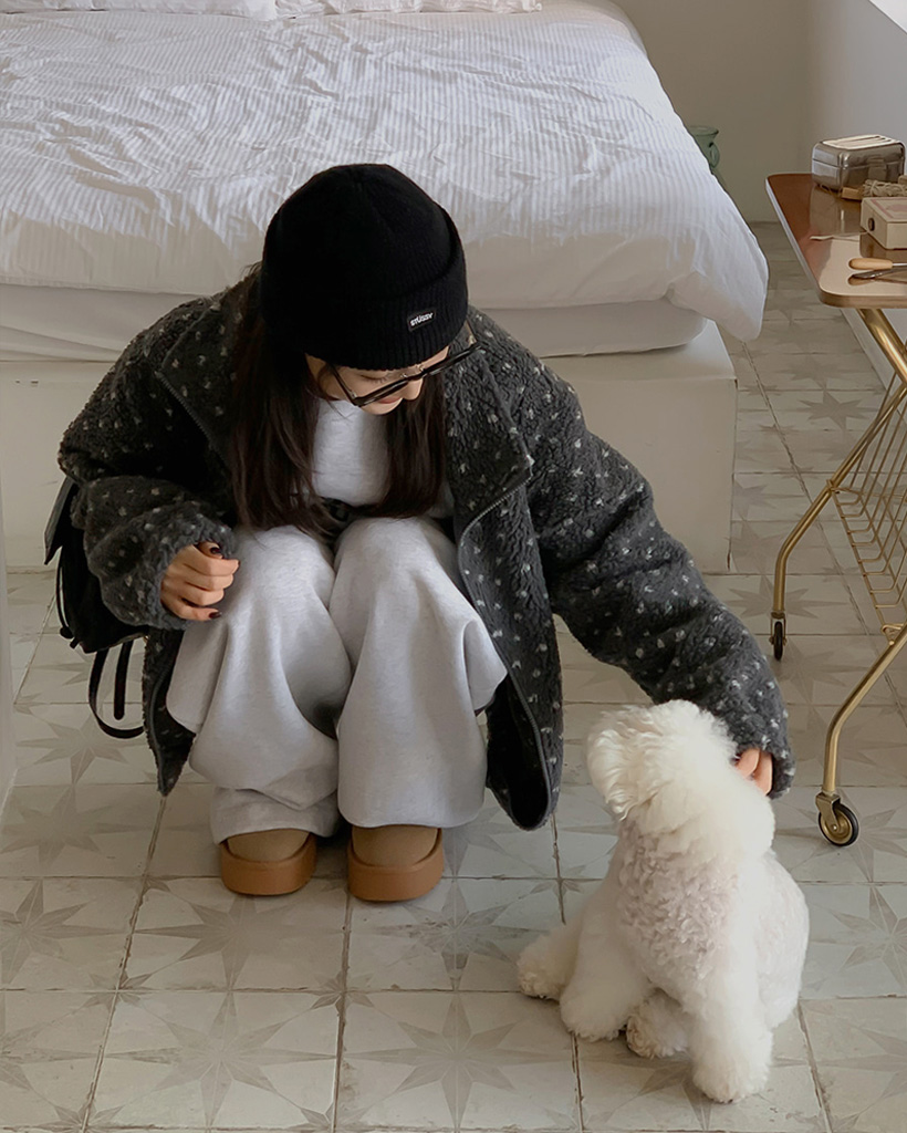 ハート柄ボアフリースジャンパー