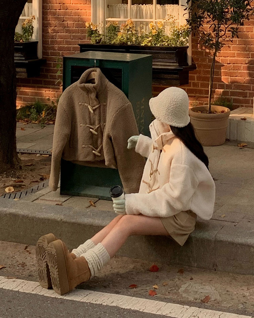 (ORIGINAL) モコモコダッフルショートキルティングジャンパー