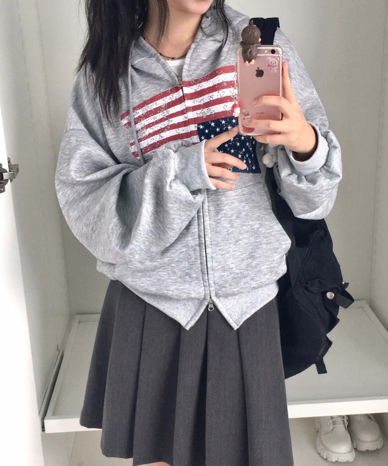 ルーズフィットクラックプリントパーカー | ファッション通販