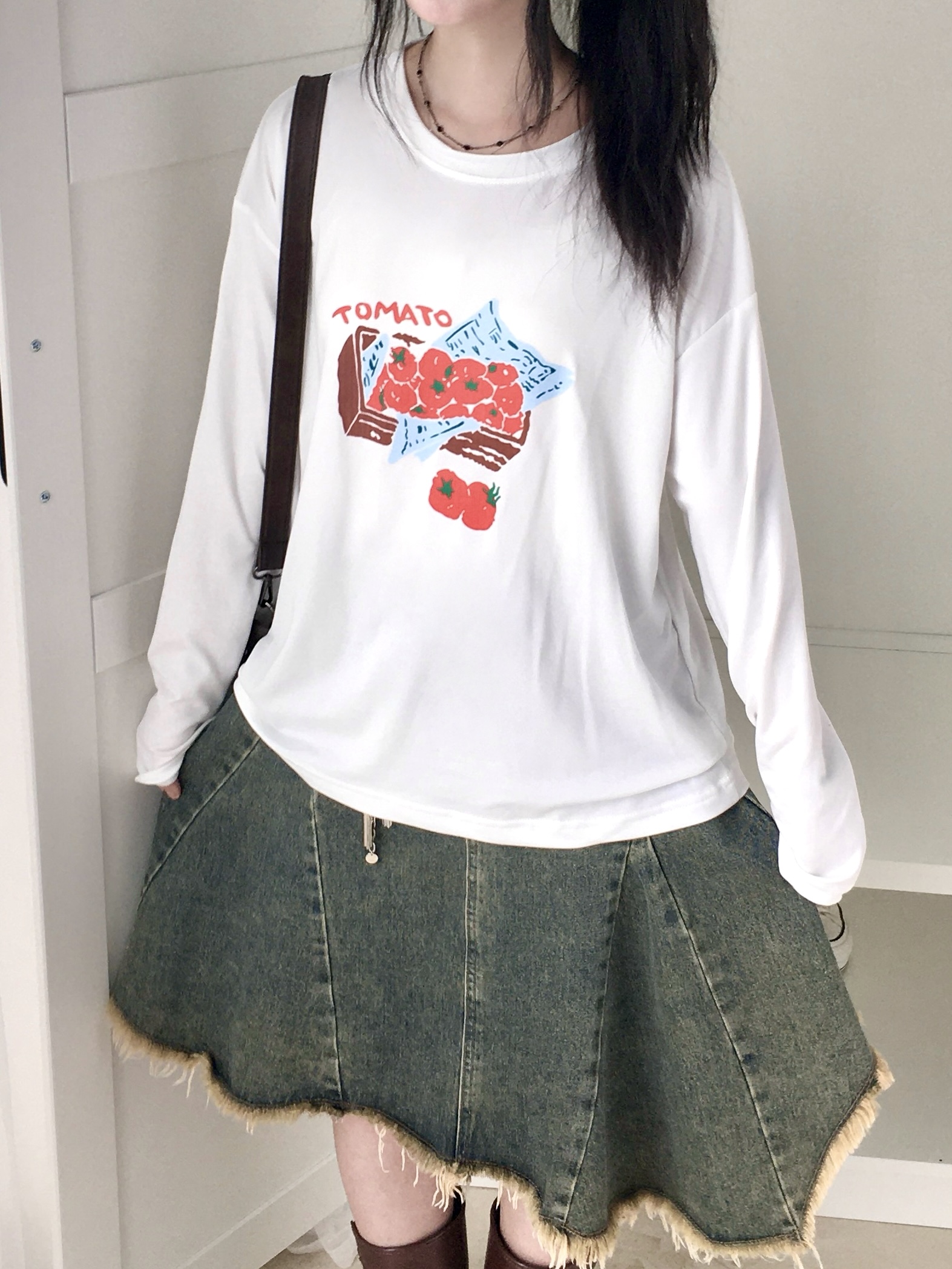 ヴィンテージトマトオーバーサイズ長袖Tシャツ | ファッション通販