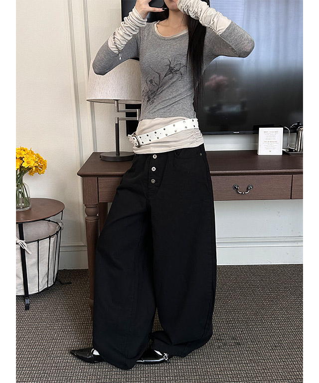 2color] Layered shirring long sleeves | ファッション通販