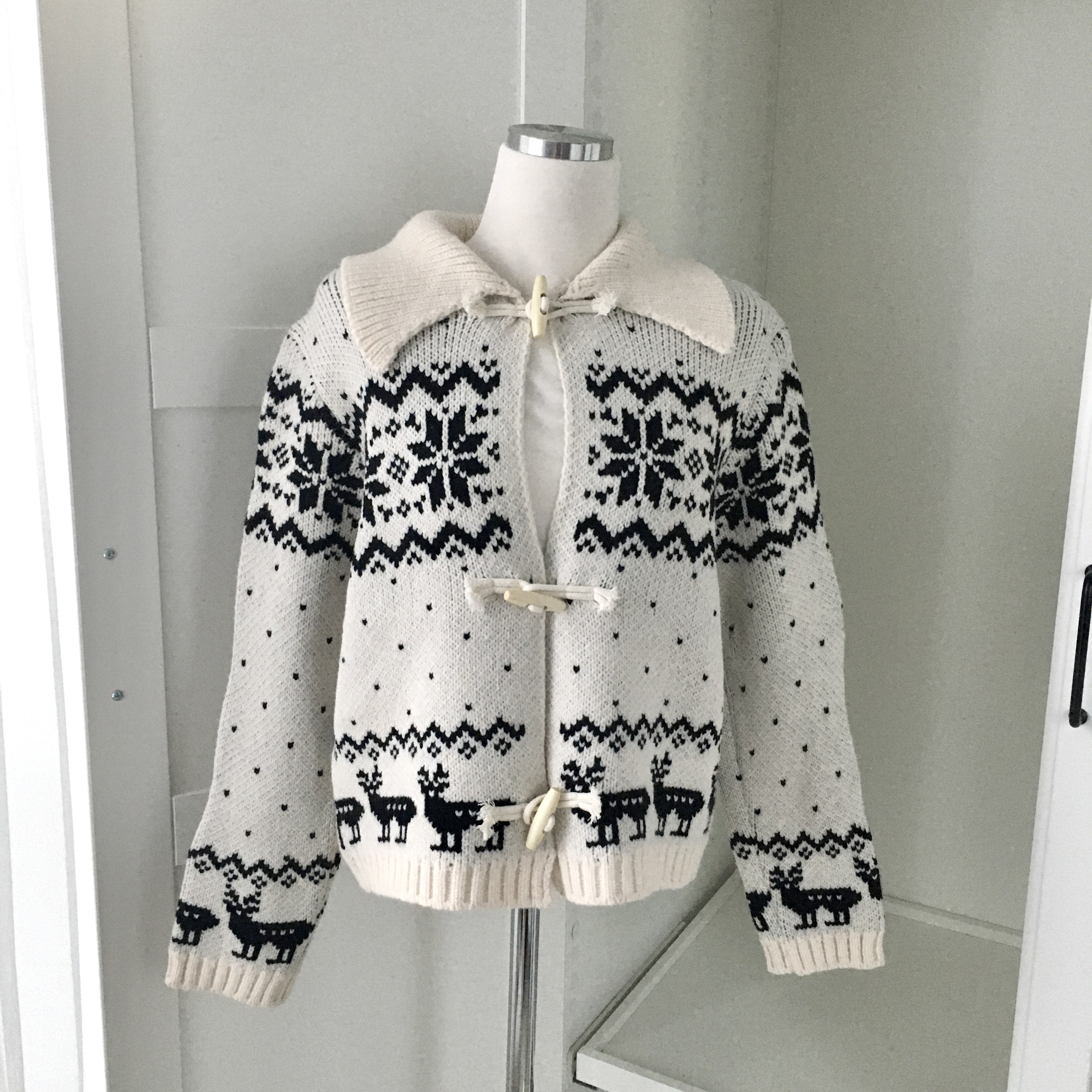 depound 冬の風景柄 ニットカーディガン フリーサイズ ELFRANK カーディガン 「2025AW」Vネック ジャガード ニット