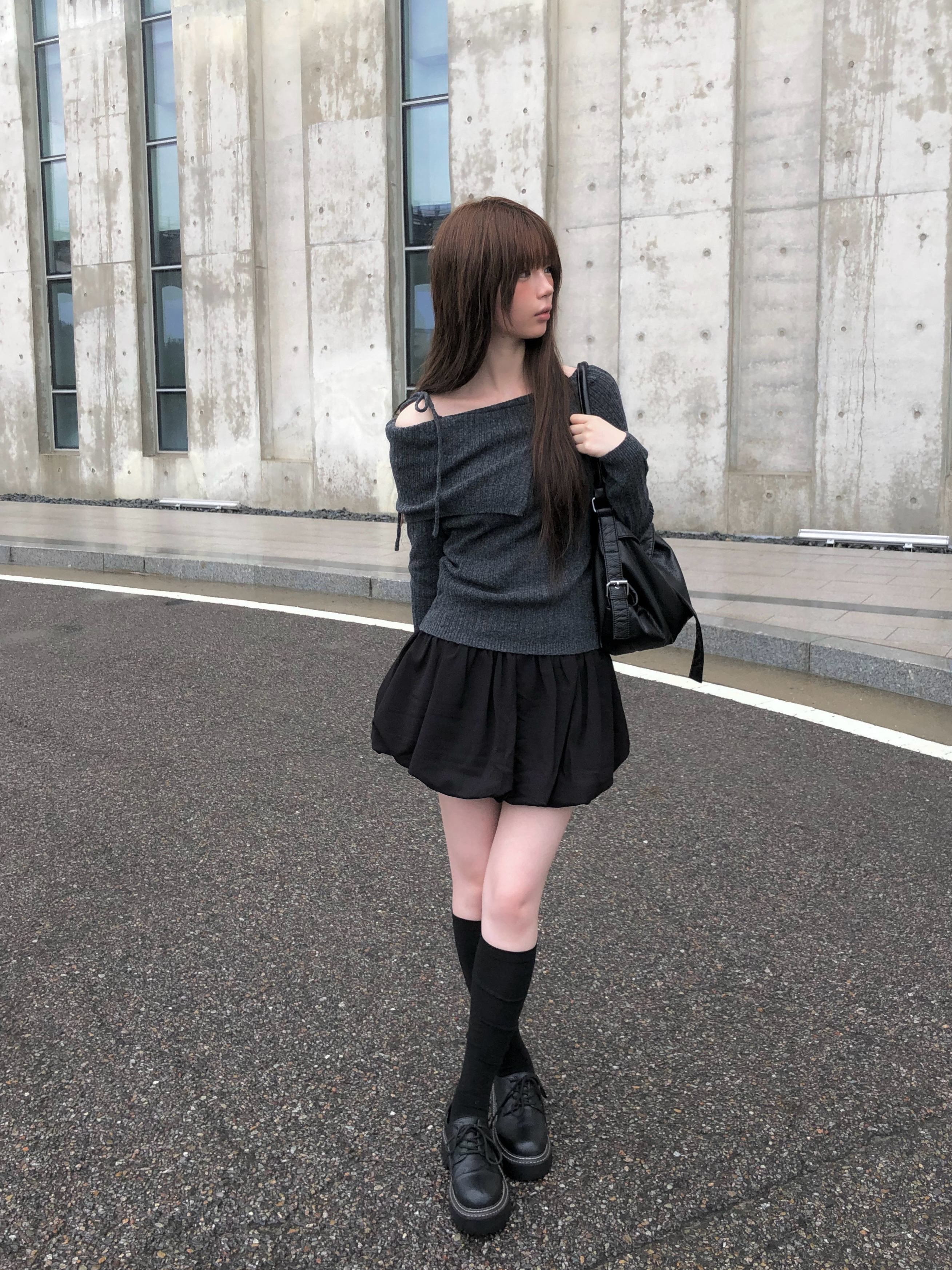 タックシャーリングパンプキンバルーンミニスカート | ファッション