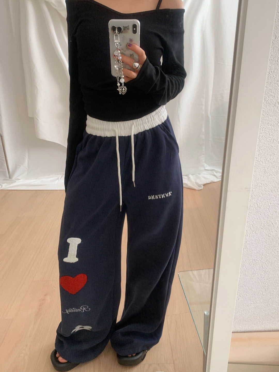 ハートパッチバイカラージョガーパンツ