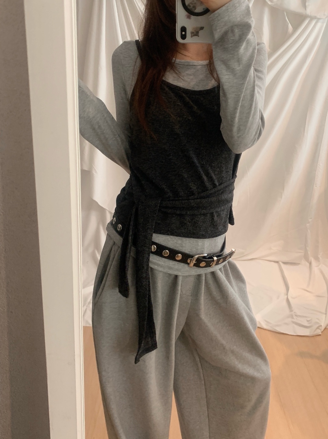 (set)ノースリーブ＆ロングＴシャツセット