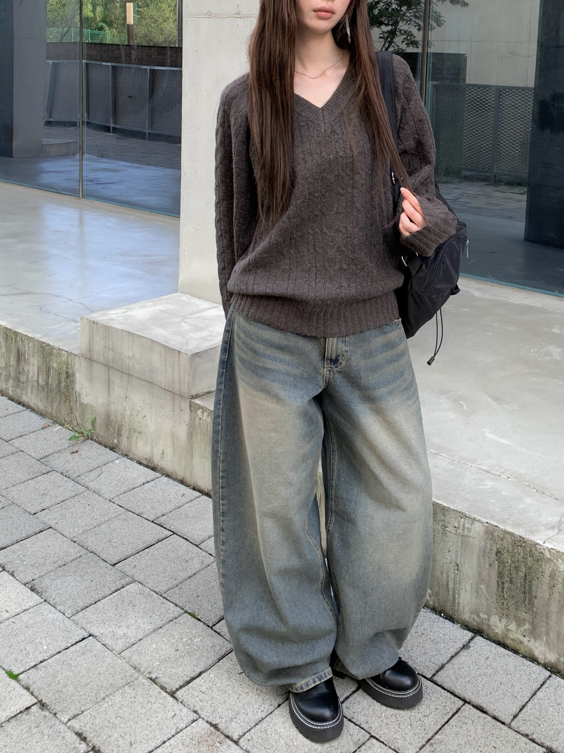 ビンテージウォッシングバルーンワイドデニムパンツ