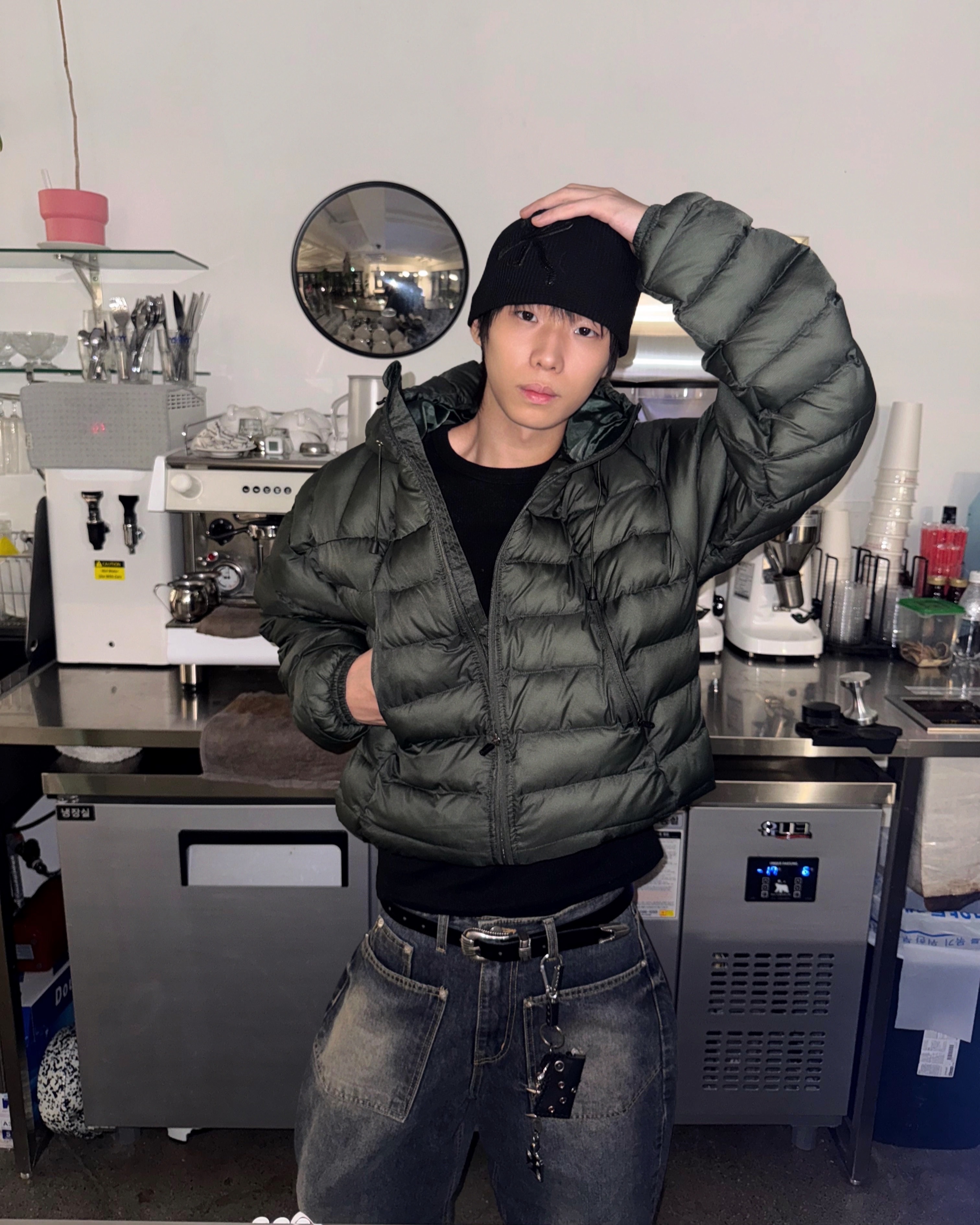 軽量フード付きキルティングパディング